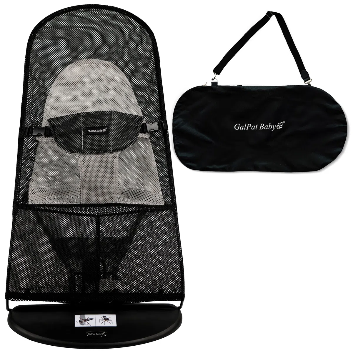 GalPat Baby Housse de transat respirante compatible avec BabyBjorn et GalPat Baby avec housse et sac de transport Noir