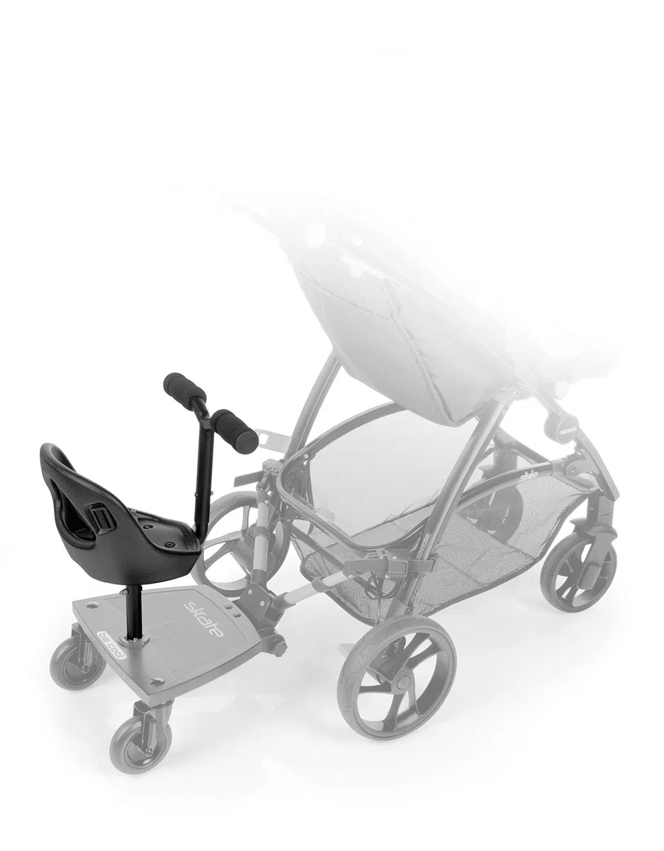 Be Cool Skate Seat Siège pour Planche Poussette, Compatible Plateforme Skate Be Cool, avec Harnais et Barre, Deuxième Enfant jusqu’à 15 kg, Noir