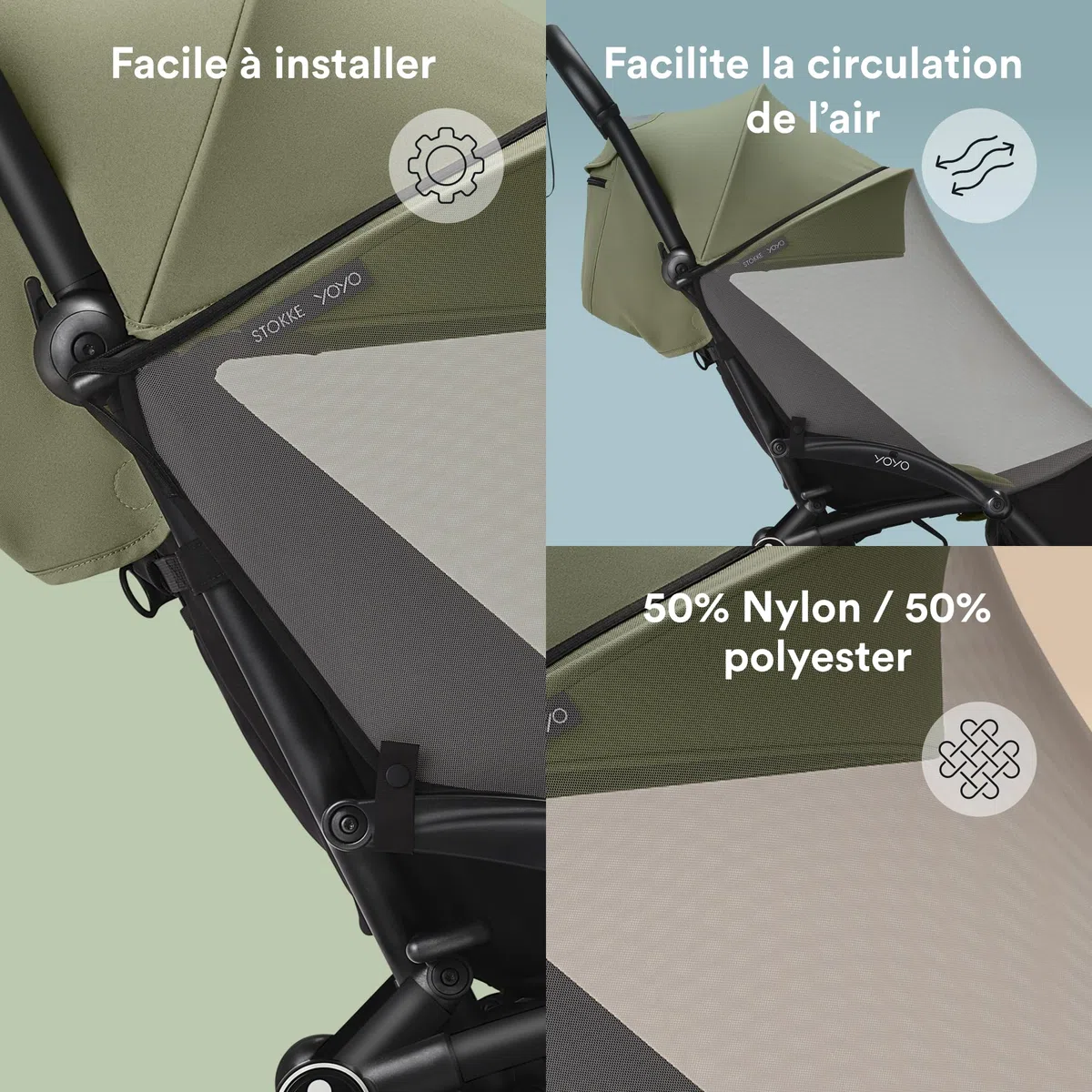 Moustiquaire Stokke YOYO Pack Couleur 6+ - Protégez Votre Enfant des Petits Insectes - Facile à Installer et à Ranger - 100% Nylon