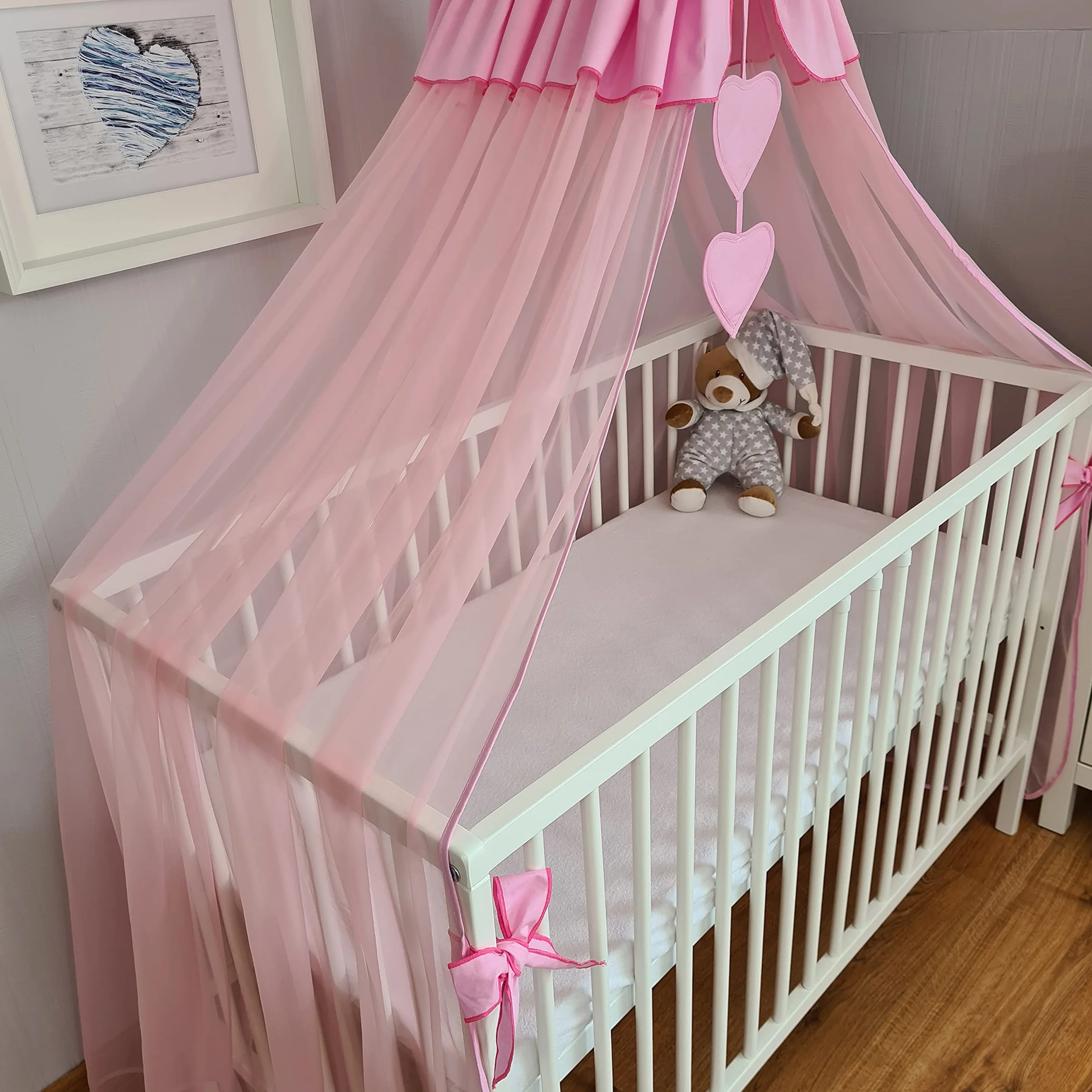 Moustiquaire, ciel de lit, ciel de lit en tissu plein mousseline 480 cm (Rose)