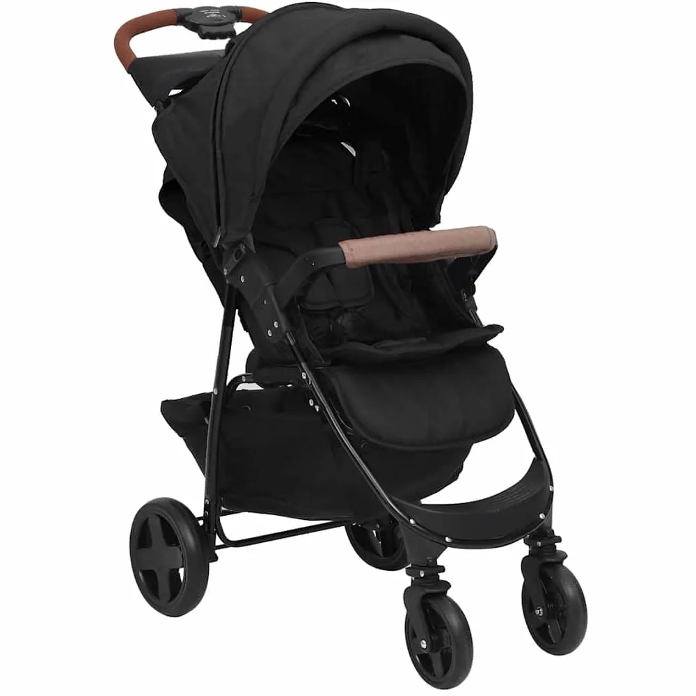 vidaXL Poussette pour Bébé 2-en-1 Landau Pliable pour Tout-petit Enfants Poussette de Voyage Protection contre Rayons UV Anthracite Acier