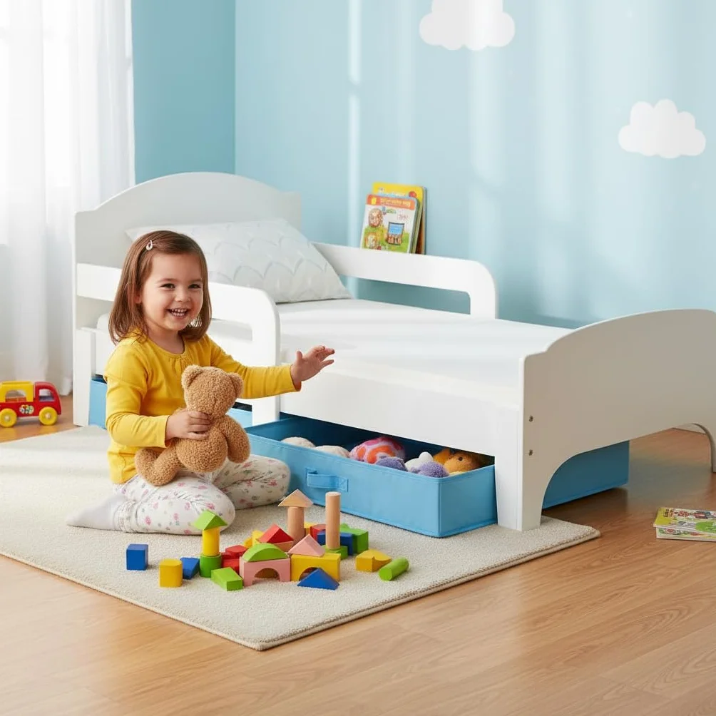 Leomark Moderne Lit d'Enfant 140x70 cm Avec Tiroir et Matelas 2 Pièces