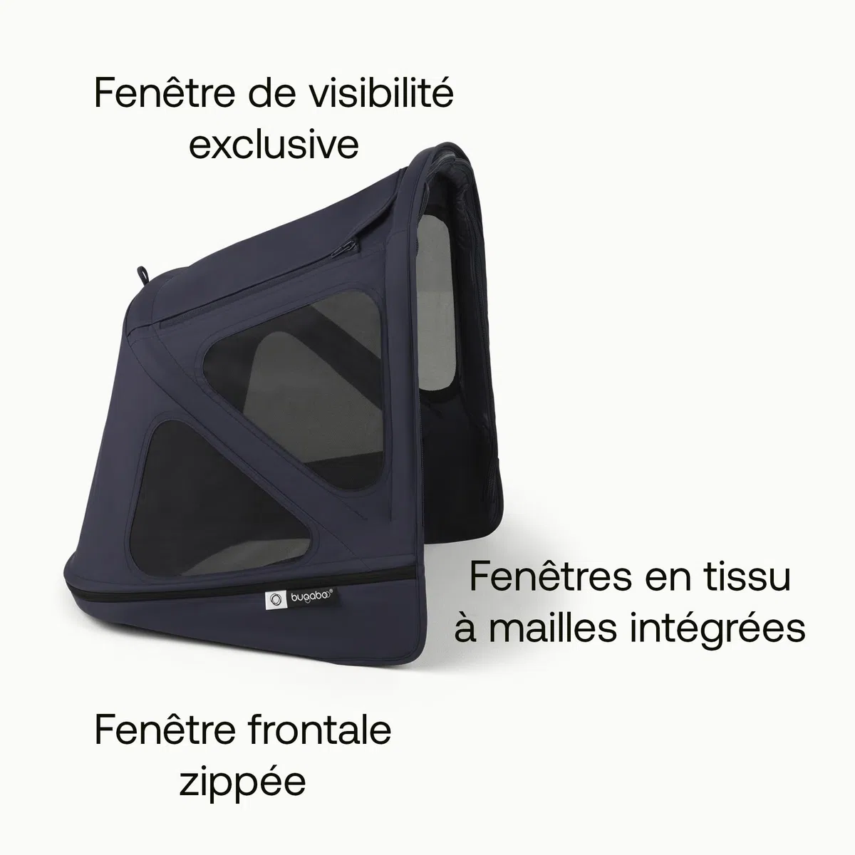 Capote à fenêtres Bugaboo Donkey, extensible pour une couverture supplémentaire et une protection solaire optimale, hydrofuge, compatible avec toutes les poussettes Bugaboo Donkey, Deep Indigo