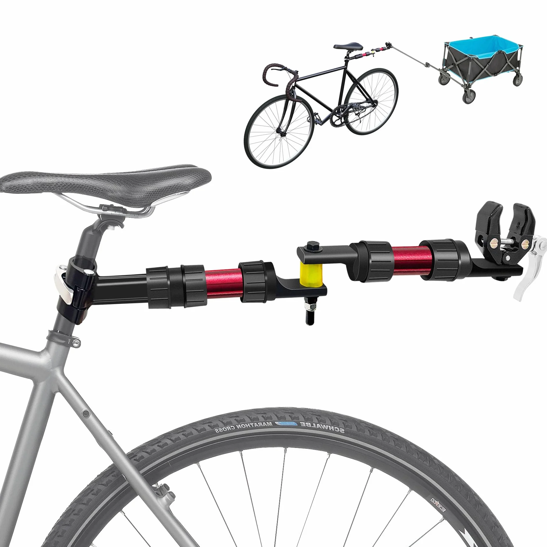 Mimoke Adaptateur de remorque de vélo - Design modulaire en nylon - Système d'amortissement et de direction - Convient pour les vélos avec tube de selle de 27 à 32 mm