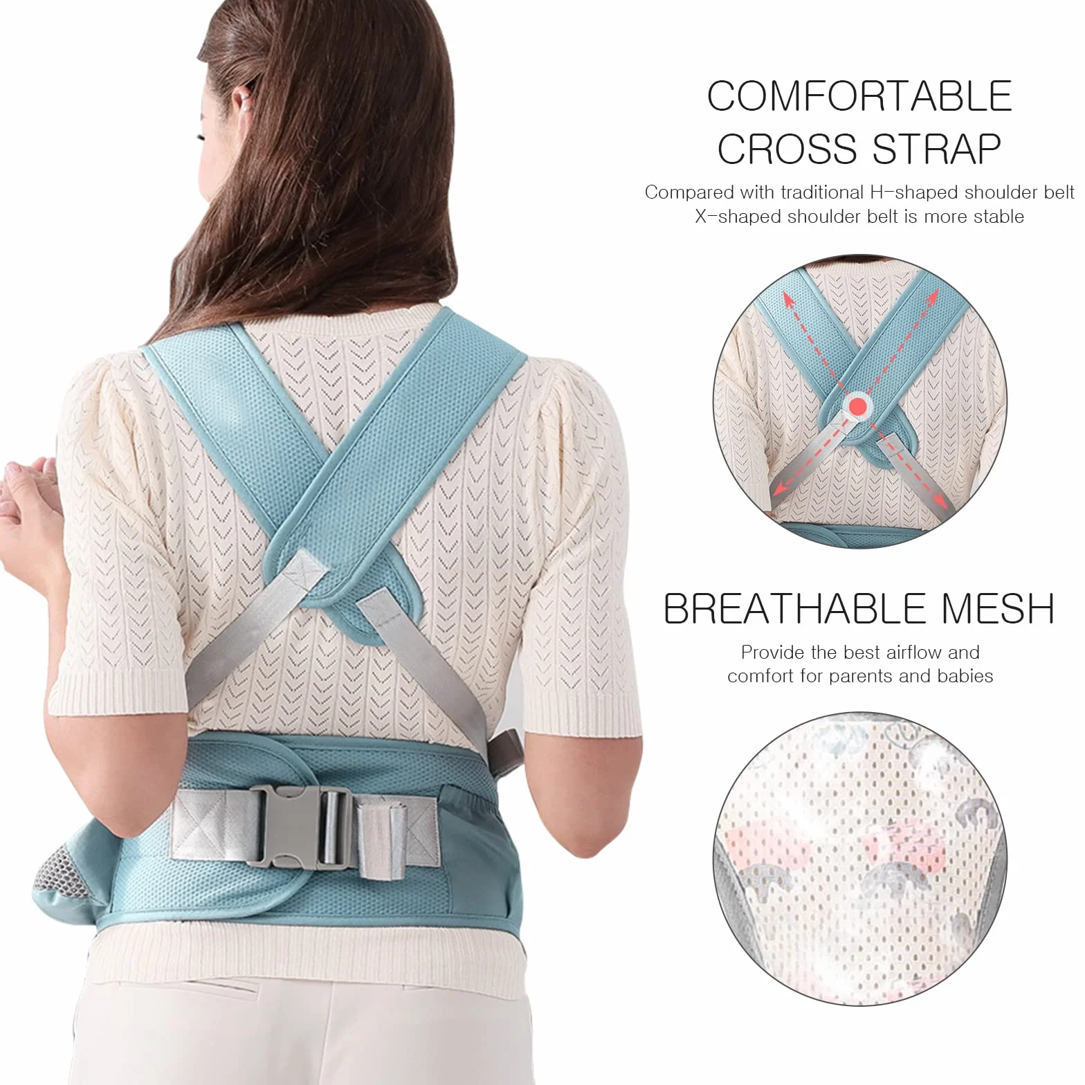 SONARIN Sac banane respirant Hipseat porte-bébé multifonctionnel ergonomique pour bébé 0-36 Mois gris