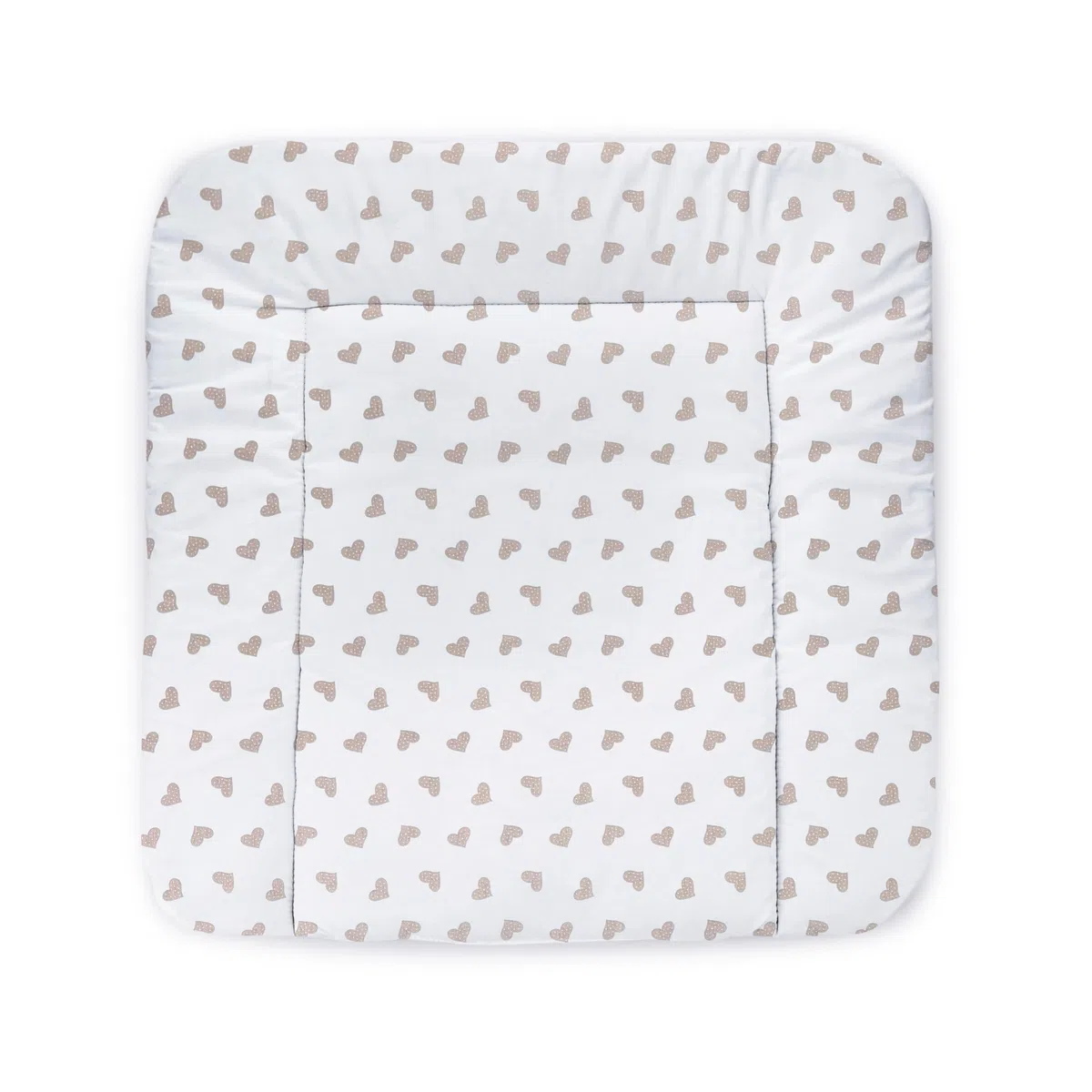 Balbina Matelas à langer, en coton, doux, lavable, 60 x 70 cm, motif cœurs, beige
