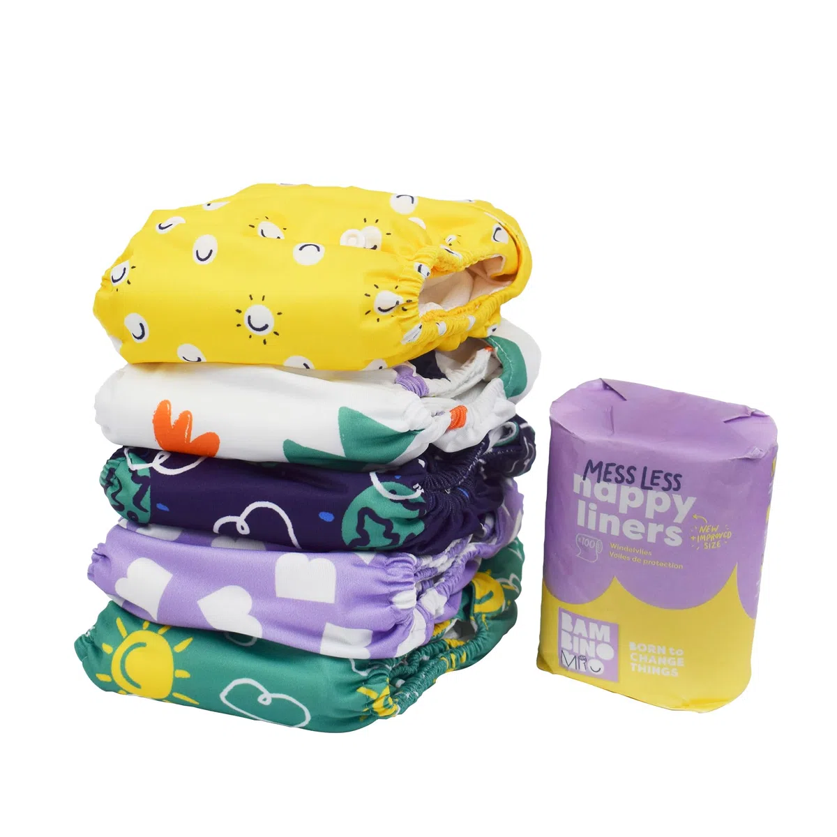 Bambino Mio, Pack de couches lavables, Le pack Essai,100 des voiles et 5 couches, Courage