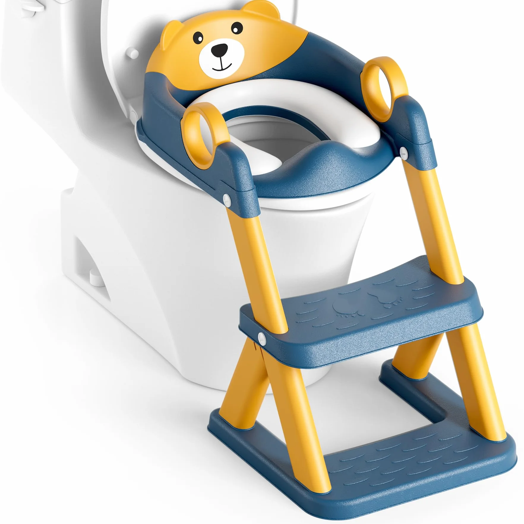 Reducteur Toilette Enfant, Siège de Toilette pour Enfants Garçons et Filles, 2 en 1 Rehausseur Filles Garçons, Coussin Non-éclaboussures et Antidérapant, Tabouret d'escalier