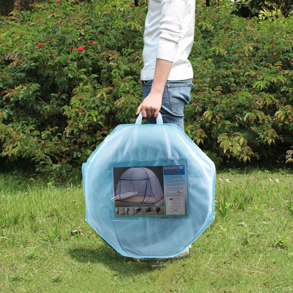 Moustiquaire Pop-up pour lit Double,180x200x150 cm, Grande Tente Portable de Voyage, Double Porte, Fermeture éclair, Installation Facile, Maille Fine, pour Chambre à Coucher, Camping