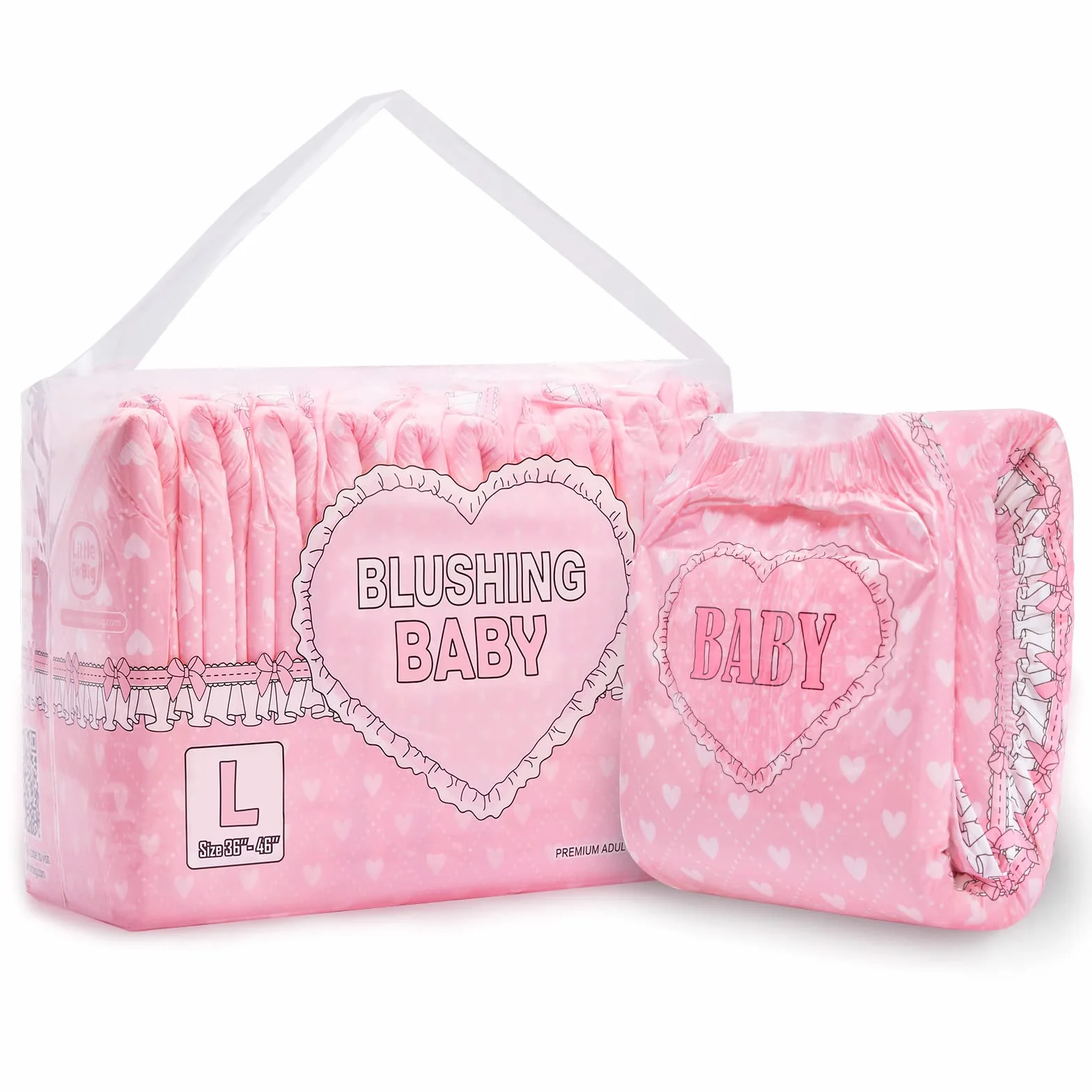 LittleForBig 5500-5800 ml Couche Adulte Imprimée 10 Pièces Blushing Baby (L)