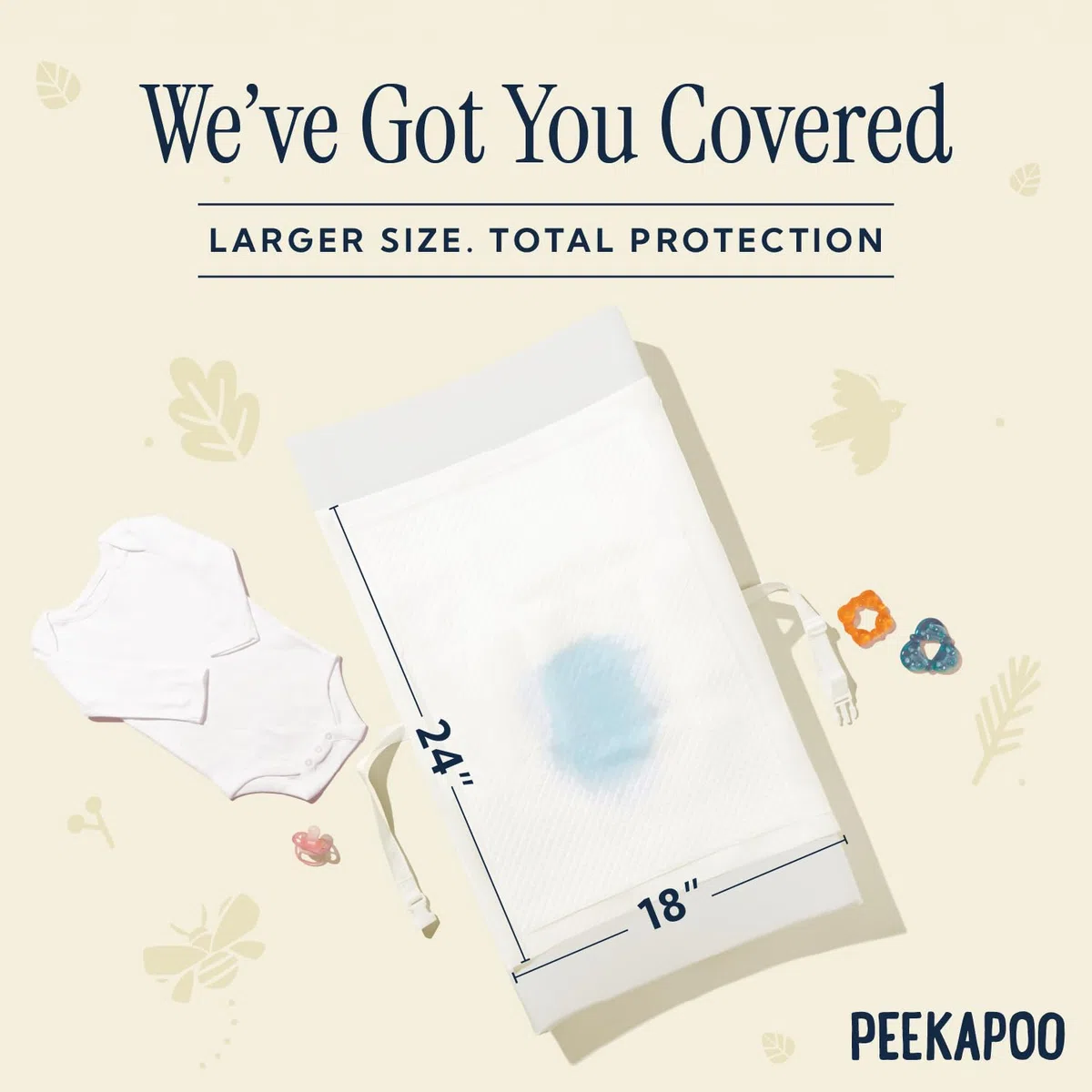 Peekapoo - Lot de 50 doublures jetables pour matelas à langer, super douces, ultra absorbantes et imperméables – Couvre toutes les surfaces pour changer les couches de bébé sans salir
