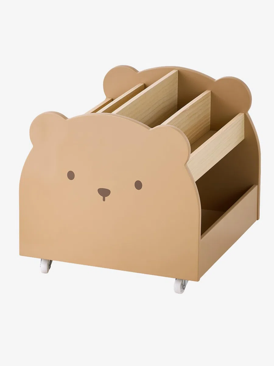 VERTBAUDET Bibliothèque enfant à roulettes OURSON moka TU