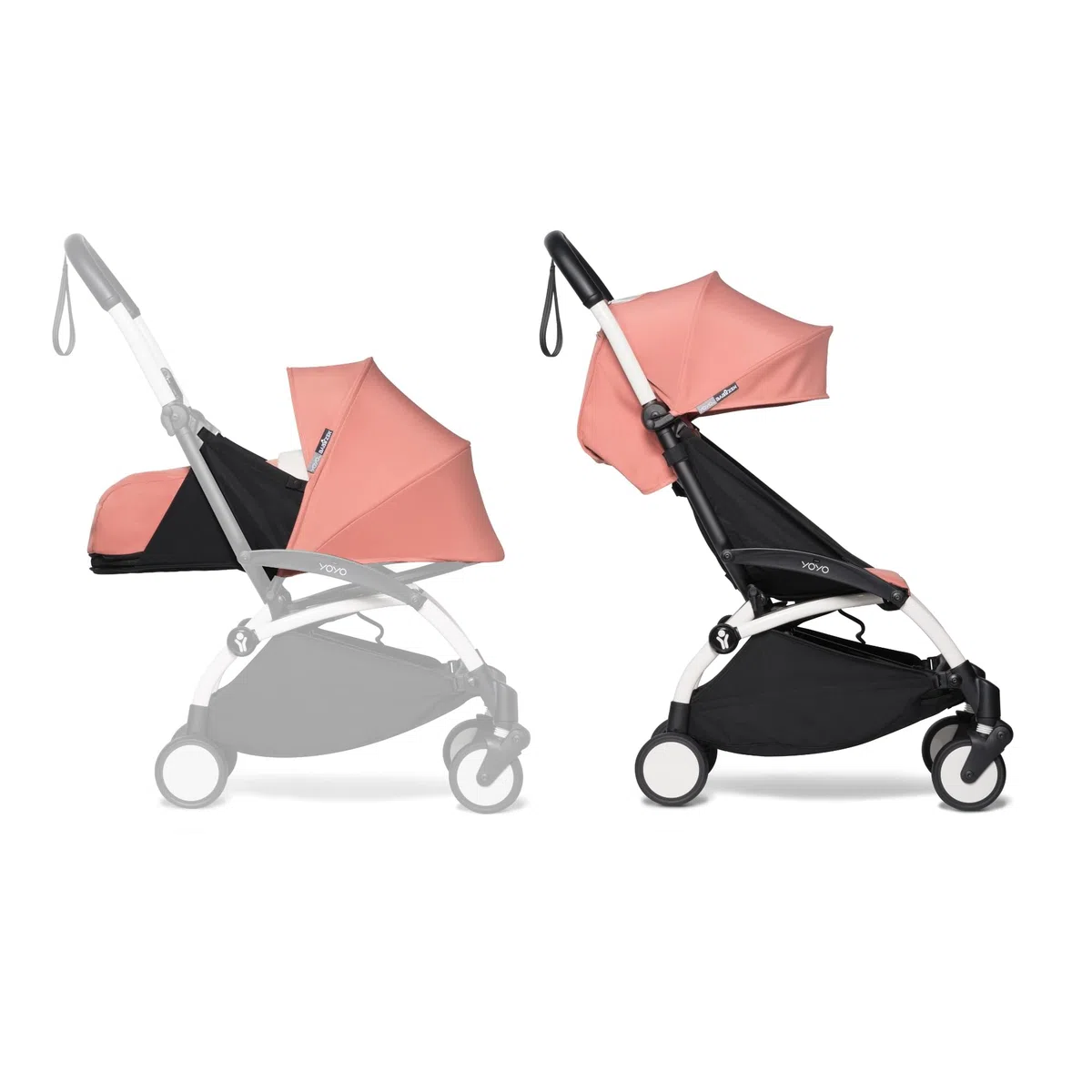 Poussette Complète BABYZEN YOYO2 - Comprend YOYO Pack nouveau-né 0+ (Ginger), Cadre (Blanc) & Pack couleur 6+ (Ginger) - Pour les Enfants jusqu'à 22 kg