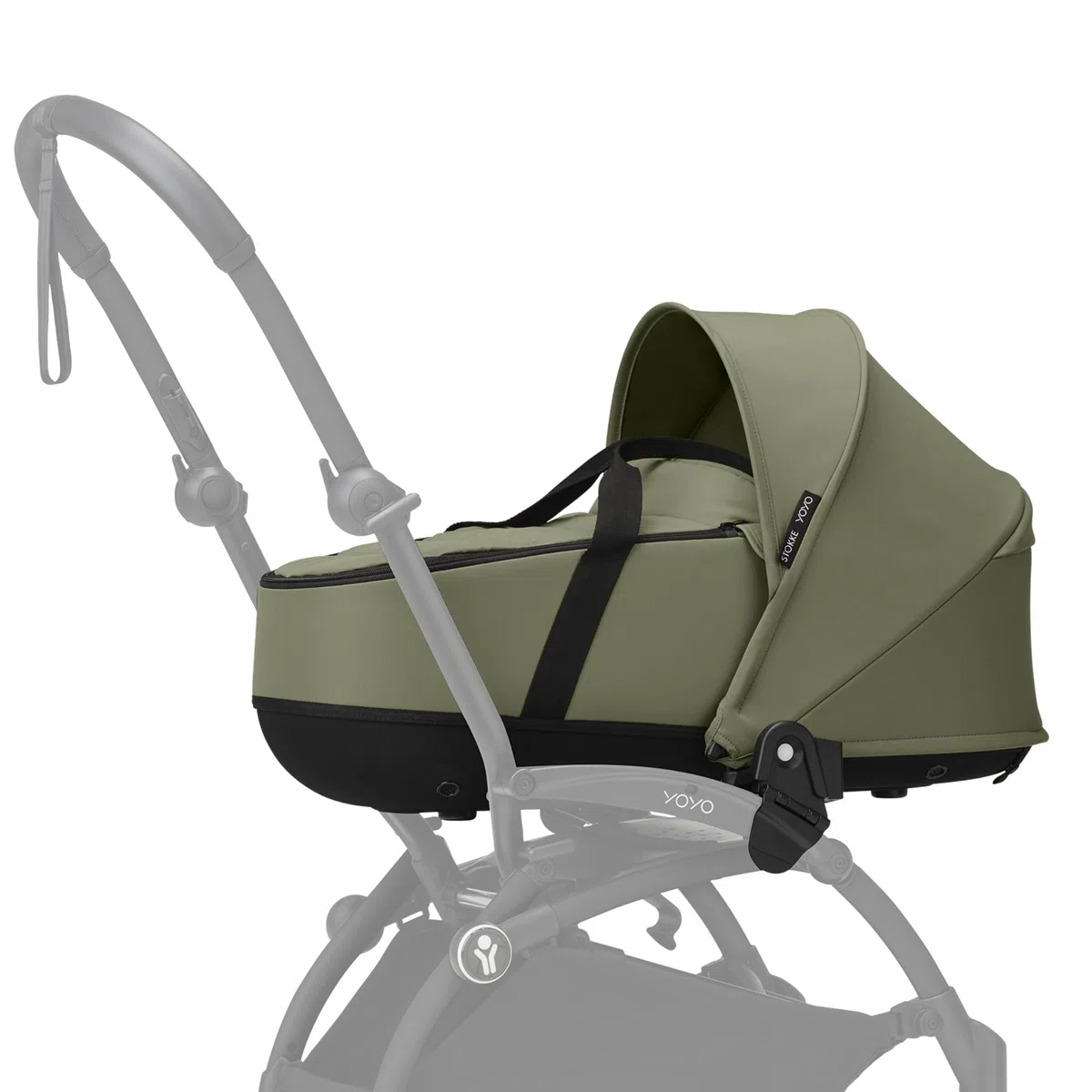 Stokke YOYO Newborn Shell, Olive - Jusqu’à 6 Mois ou 9 kg - Inclus: Coque Semi-Dure, Double Matelas, Couvre-Pieds - Cadre YOYO nécessaire (Vendu séparément)