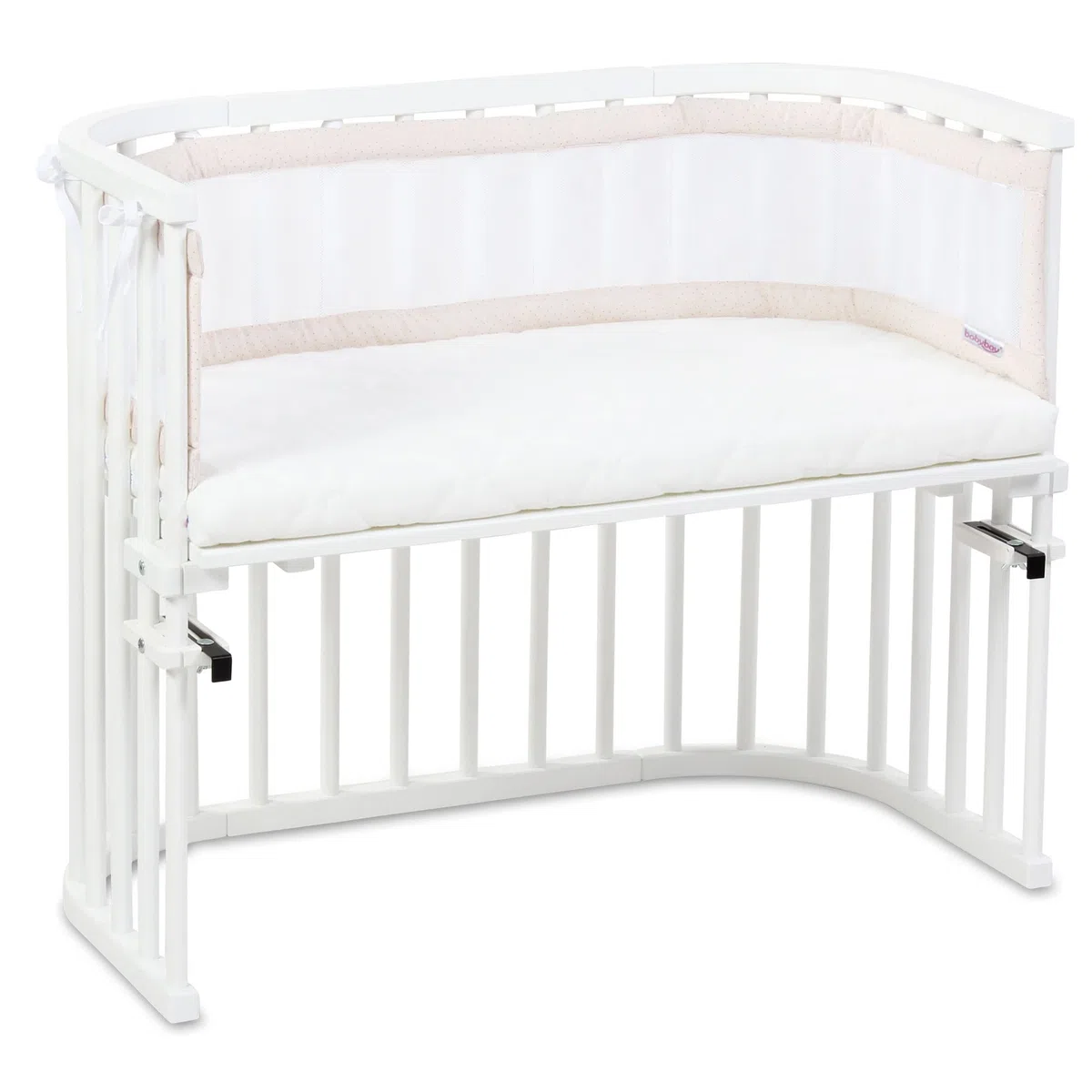 babybay Tour de lit en maille Royal compatible avec les modèles Maxi, Boxspring, Comfort et Comfort Plus, beige à pois dorés