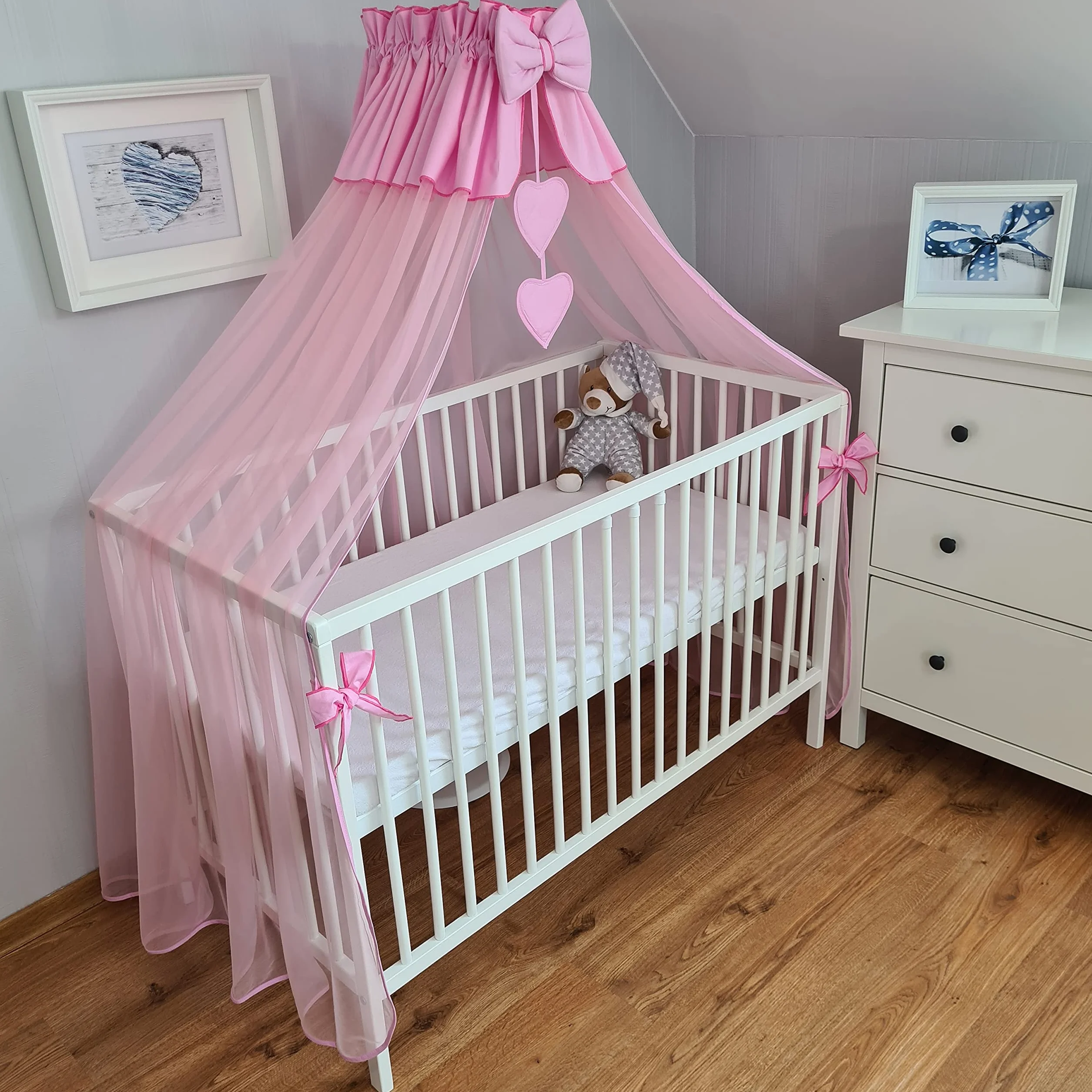 Moustiquaire, ciel de lit, ciel de lit en tissu plein mousseline 480 cm (Rose)
