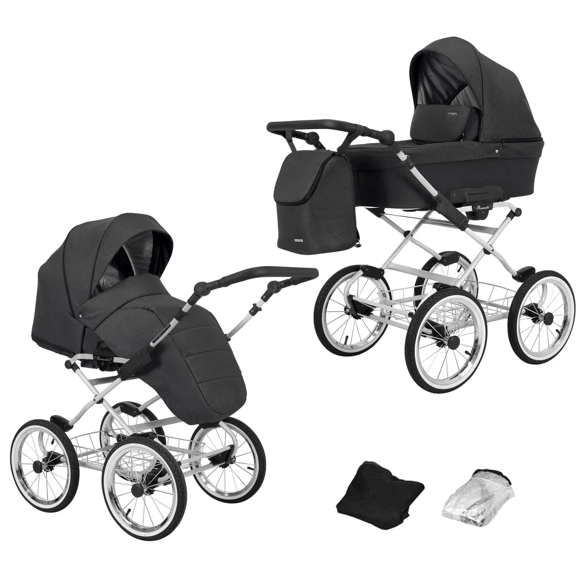 Poussette landau bébé 2 en 1 nacelle bébé Kunert ROMANTIC retro 2en1 pousette 2 in 1 accessoires