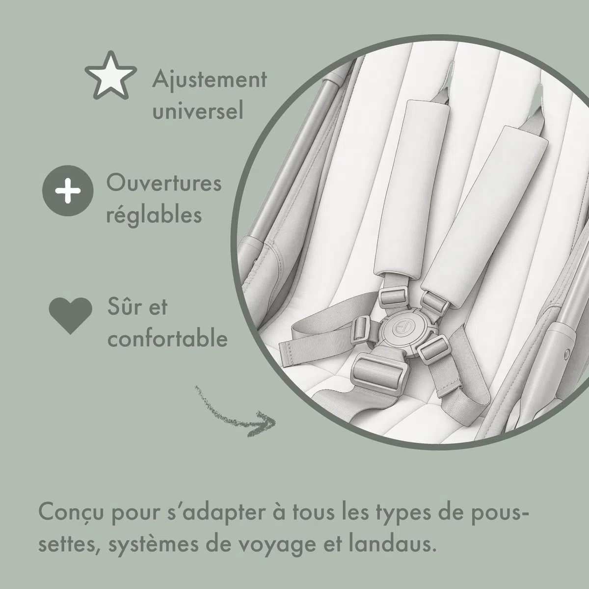 Elodie Details Coussin de Siege Poussette Universelle Réversible, Rembourrée et Lavable Reducteur Poussette CosyCushion Accessoire Poussette - Aviator Black