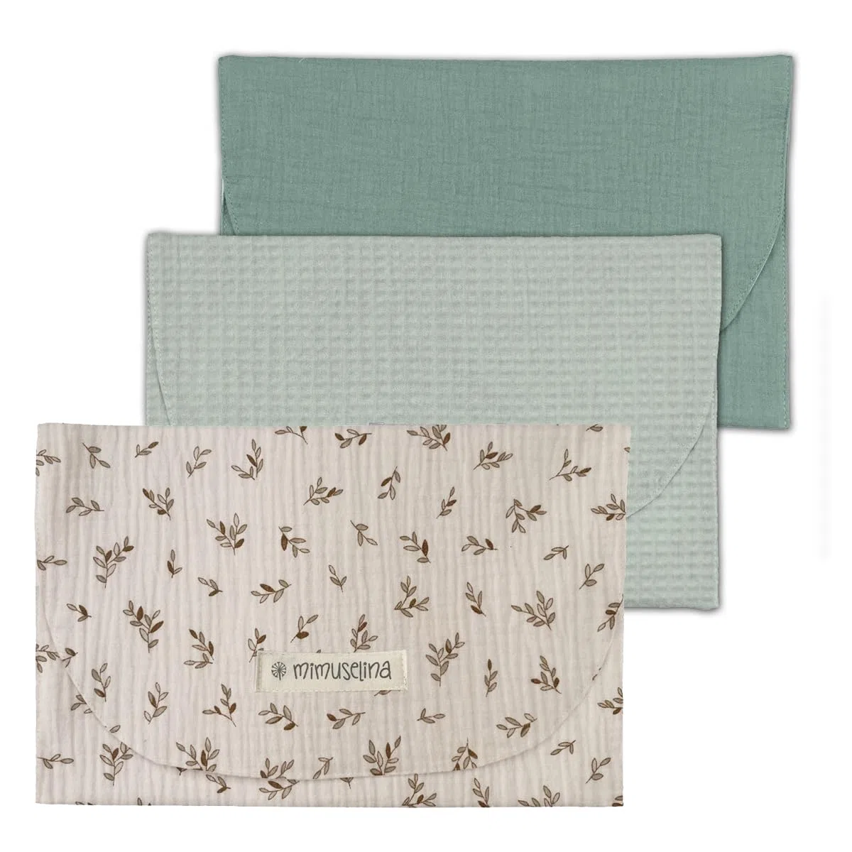 Lot Organisateur de Sacs à Langer Bébé Imperméables - Sac à Couches Porte-Documents Nouveau-né (Wafle Mint/Bamb Mint/Ecru)