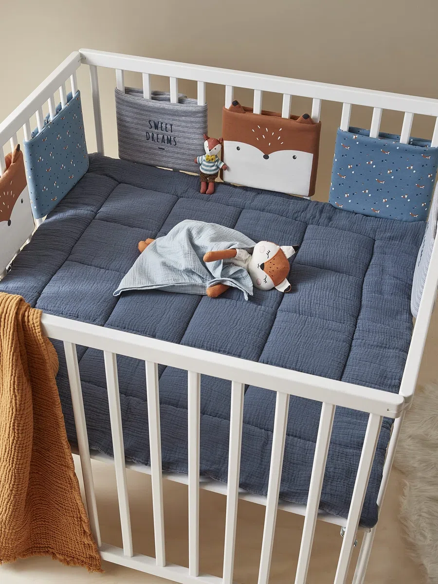 VERTBAUDET Tour de lit Pare-Chocs Baby Fox Bleu/Multicolore TU