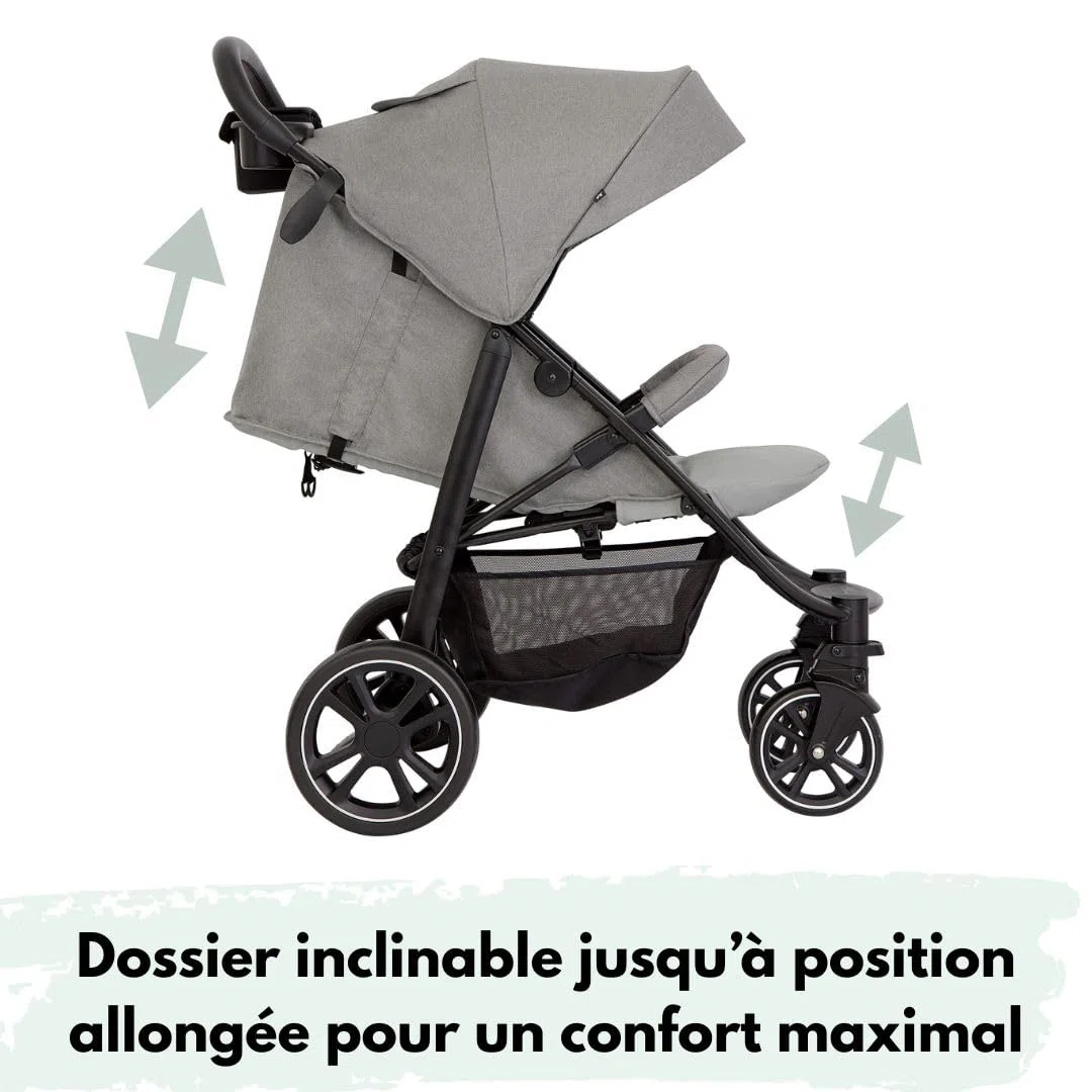 Graco EezeFold DLX – Poussette Compacte et Légère | Pliage à une Main, Suspension 4 Roues, Position Allongée, Grand Panier – Coloris Lunar Grey