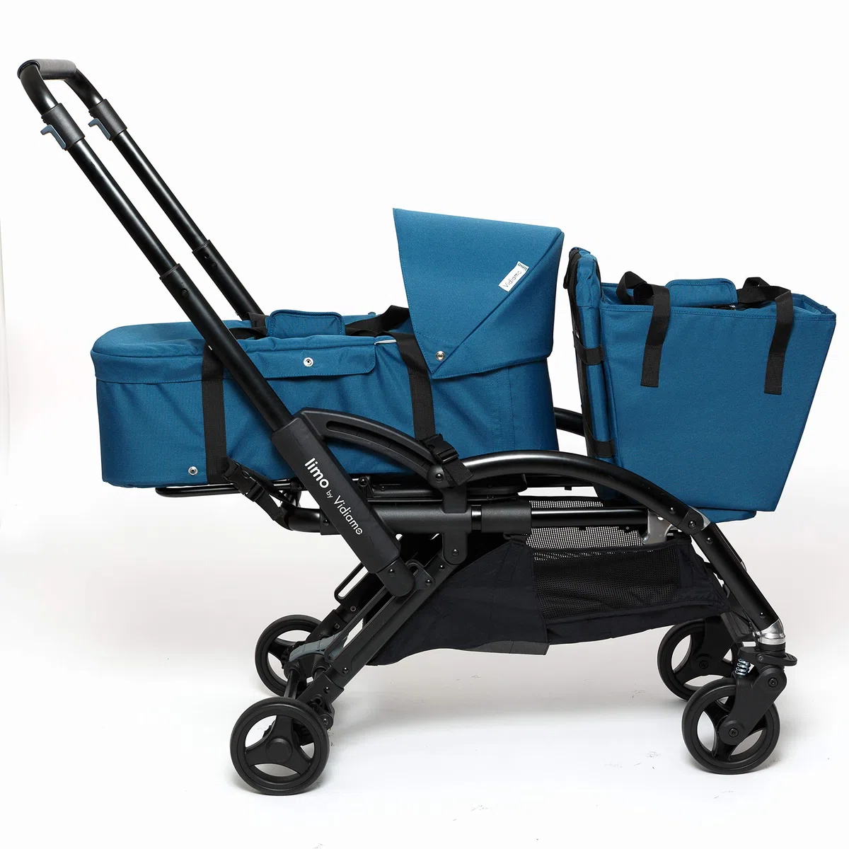 Couffin - Dès la Naissance à 6 mois ou 9 kg - Souple et Léger (2 kg) - 2 Anses - Matelas et Capote Amovibles - Jupe Zippée - Déhoussable - Nacelle Compatible Poussette Limo - Coloris Bleu