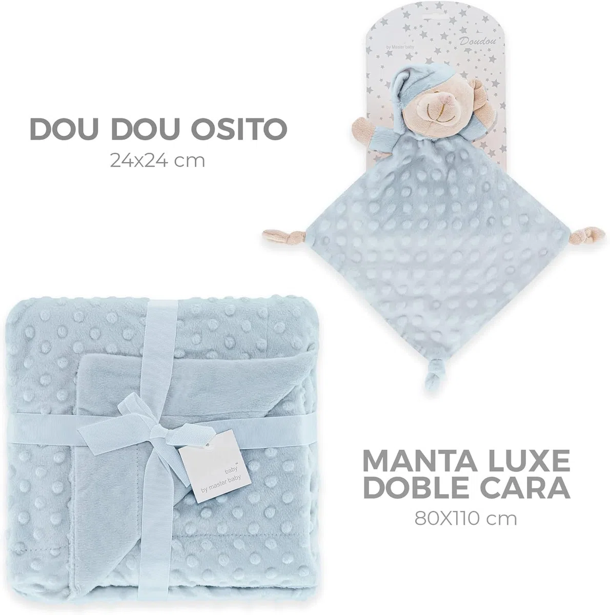 various Coffret Cadeau bébé personnalisé avec prénom, Bleu | Couverture Minky, Doudou ultra-douce, Brodée au nom du nouveau-né, Pour garçon ou fille