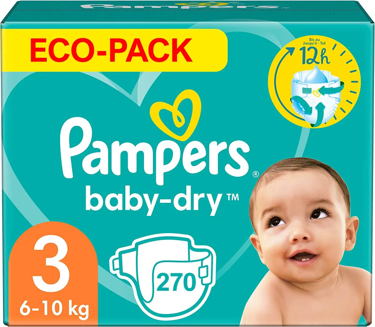 PAMPERS BABY-DRY TAILLE 3 270 COUCHES (6-10 KG)