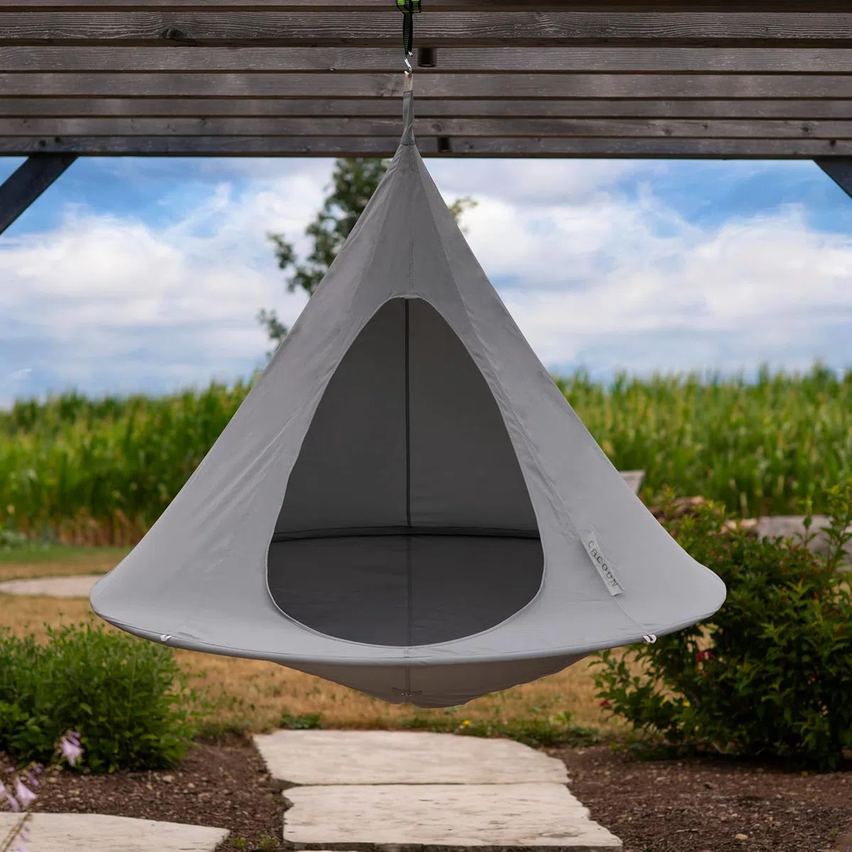 Hamac de Camping, Balançoire Suspendue en Corde avec Corde réglable, Tente à Suspendre, Oxford, Fauteuil Suspendu, pour l'extérieur, l'intérieur, Le Camping, la Plage,café,100cm*110cm
