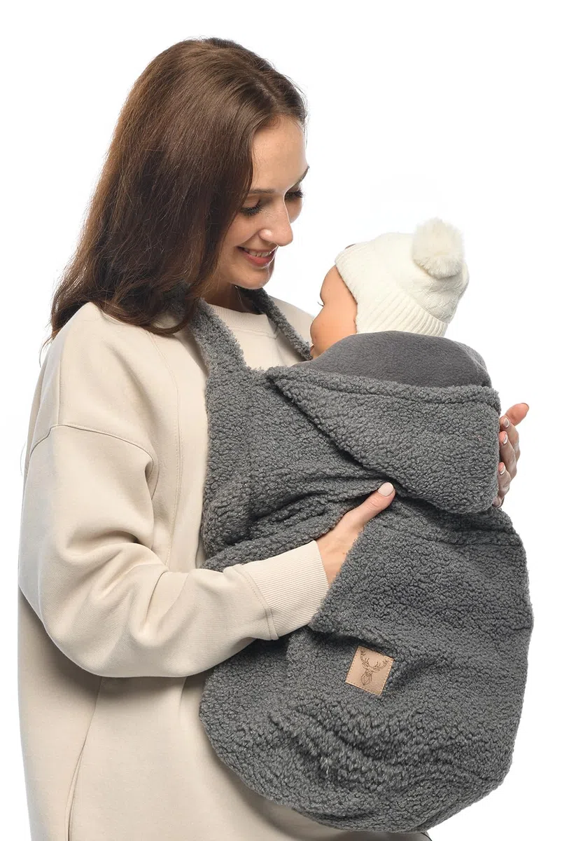MijaCulture Housse de transport Teddy M025 pour porte-bébé - Couverture chaude grise