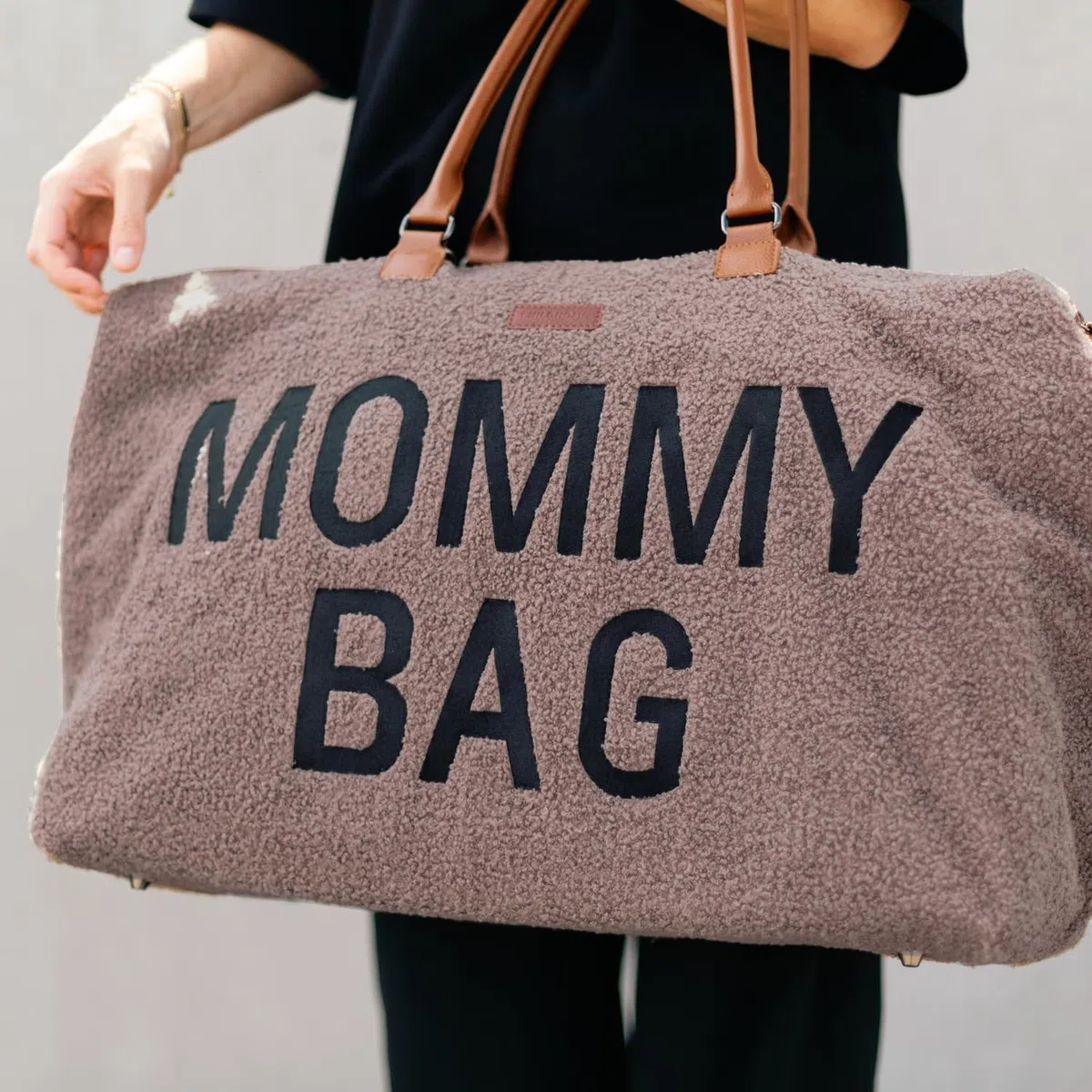 CHILDHOME Mommy Bag Sac à Langer Grande Contenance Tapis à Langer Bandoulière Ajustable Poche Isotherme Teddy Brun