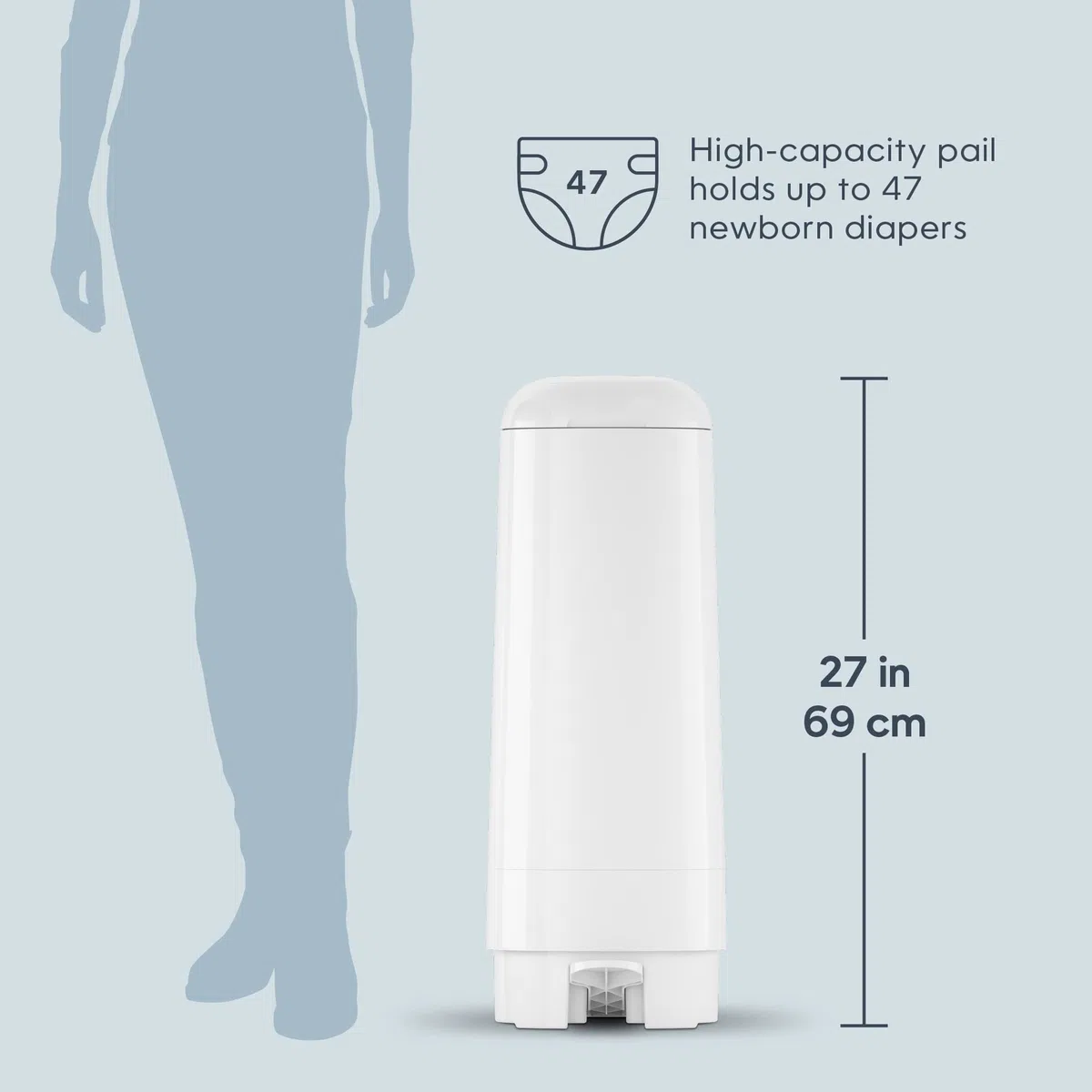 Diaper Genie Signature Seau comprend 1 recharge Easy Roll avec 18 sacs | Peut contenir jusqu'à 846 couches de la taille d'un nouveau-né par recharge