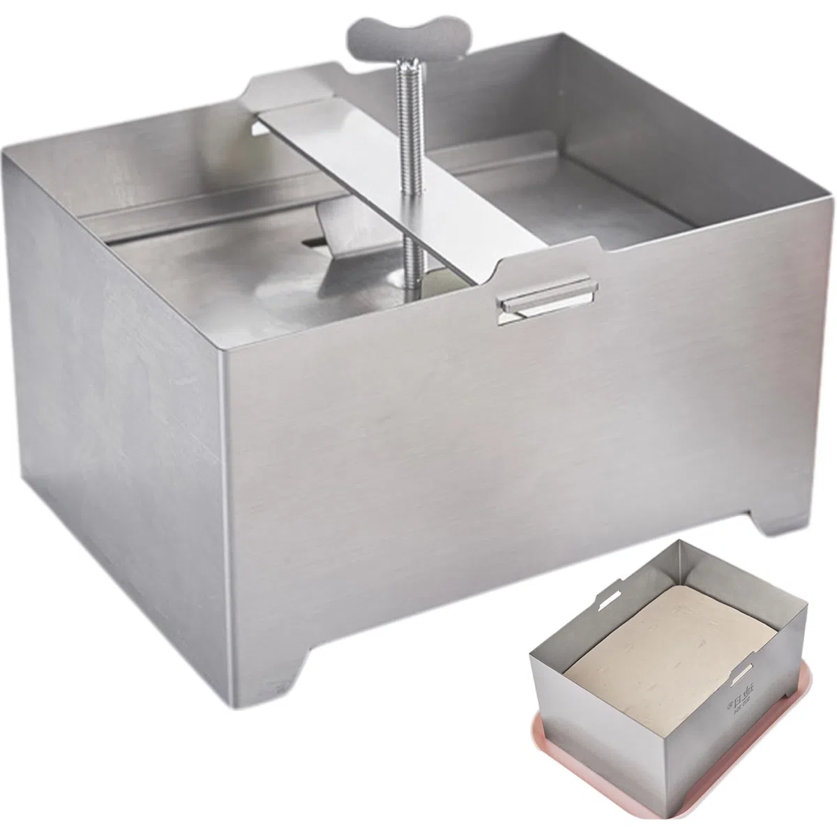 Tofu Press, appuye en Tofu en Acier Inoxydable, Fabricant de paneer réglable avec Trou de vidange et Plate