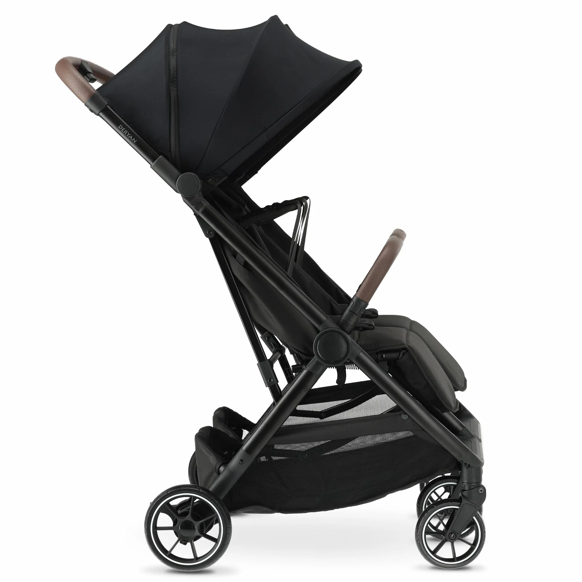 Deryan Rolo X2 V2 Poussette 2 en 1 - Poussette pliable - De la naissance à 4 ans - Charge maximale : 44 kg - Poussette pliable - Compact et pliable - Noir
