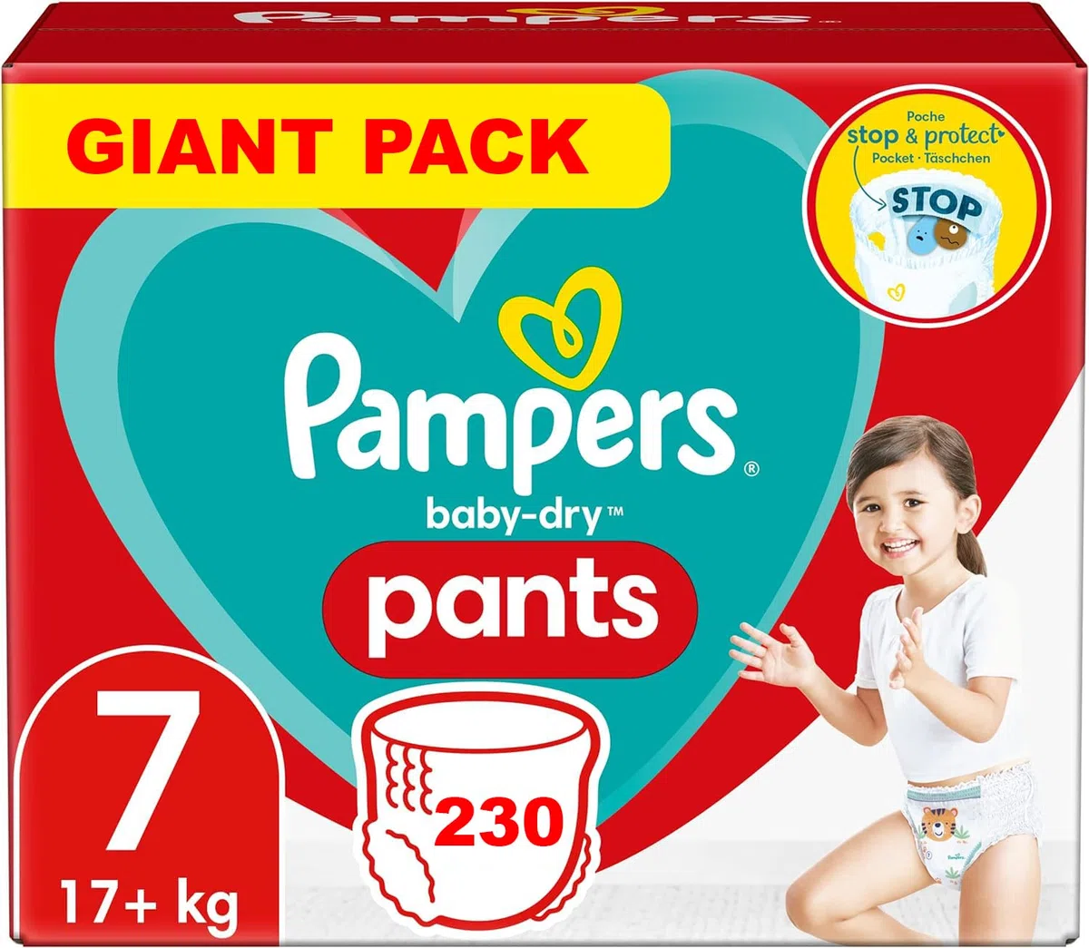 Pampers Baby-Dry Pants Taille 7 Couches-Culottes 230 (+17 kg)