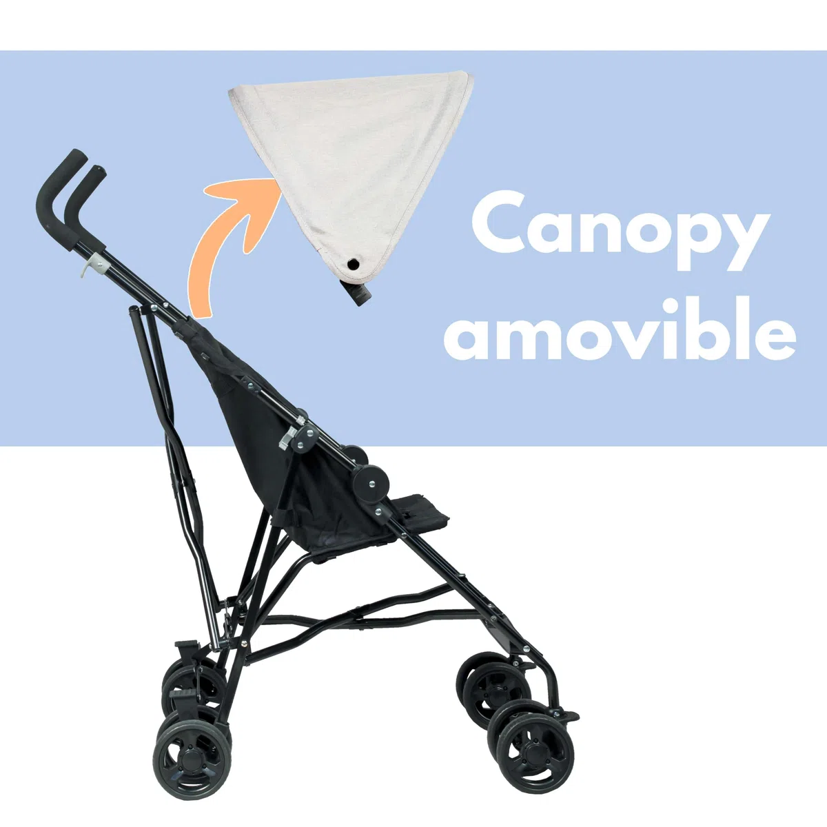 LOOPING | Poussette Canne Compacte & Légère | Dès 6 Mois | Pliage Facile | Ultra Légère 4,9 kg | Pare-Soleil Amovible | Suspension Intégrale | Idéale Voyage & Dépannage | Black Chiné