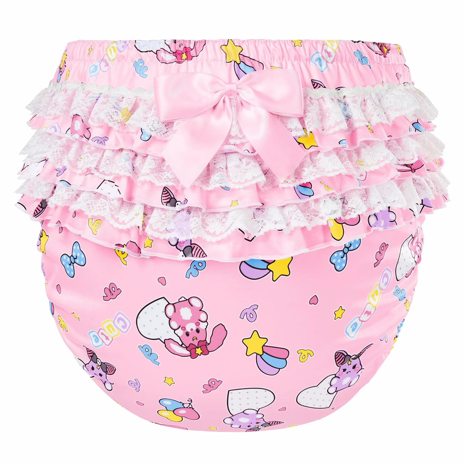 LittleForBig Cache-couche Adulte Lavable Réutilisable Imperméable Nœud Dentelle Volants Baby Usagi Bella Rose L