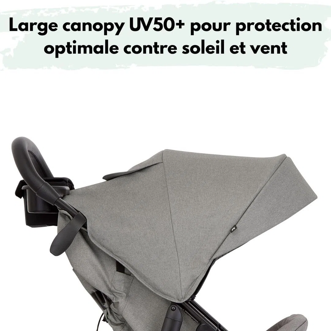 Graco EezeFold DLX – Poussette Compacte et Légère | Pliage à une Main, Suspension 4 Roues, Position Allongée, Grand Panier – Coloris Lunar Grey