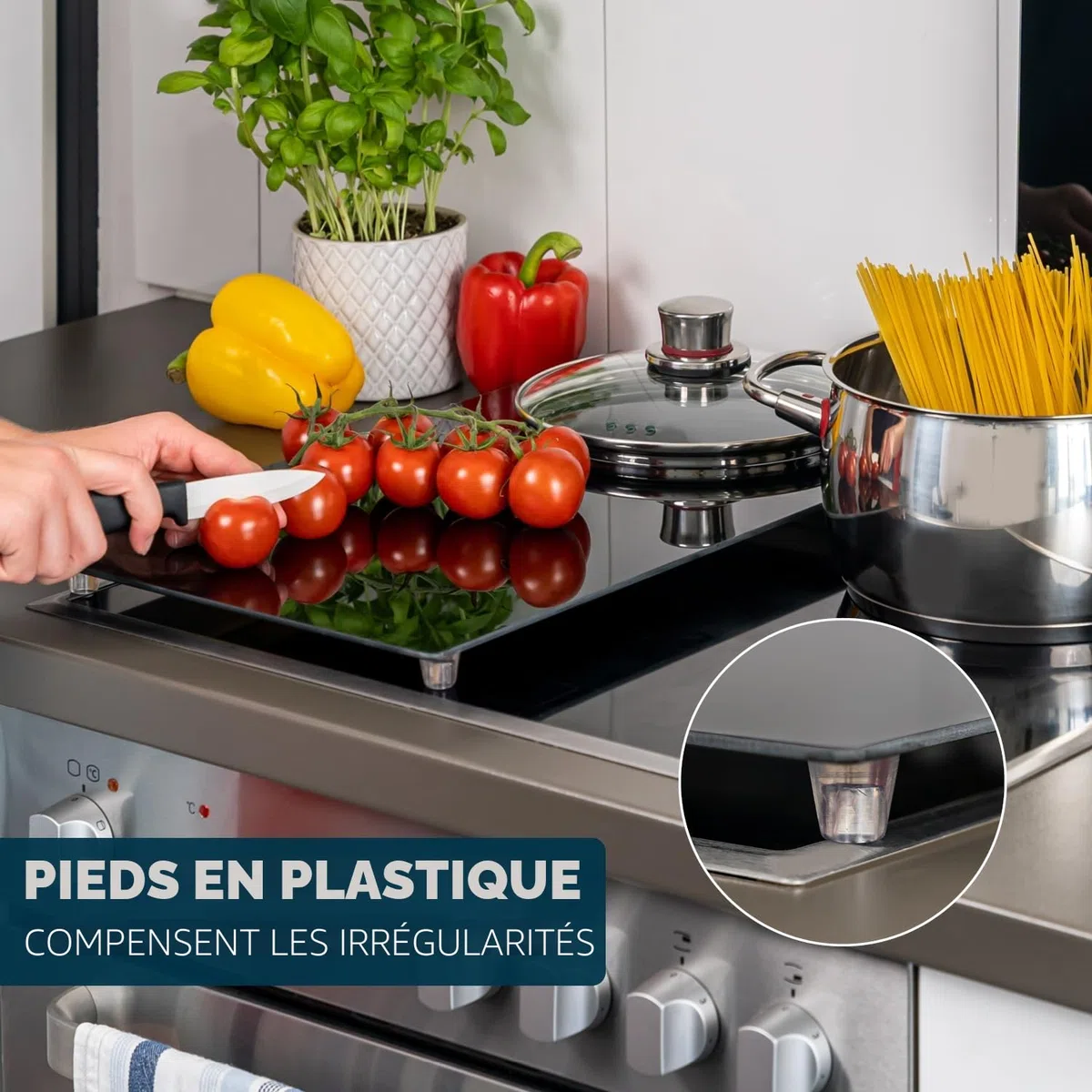 Bremermann Lot de 2 plaques de protection pour cuisinière, verre de sécurité, env. 30 x 3 x 52 cm (L x H x P)