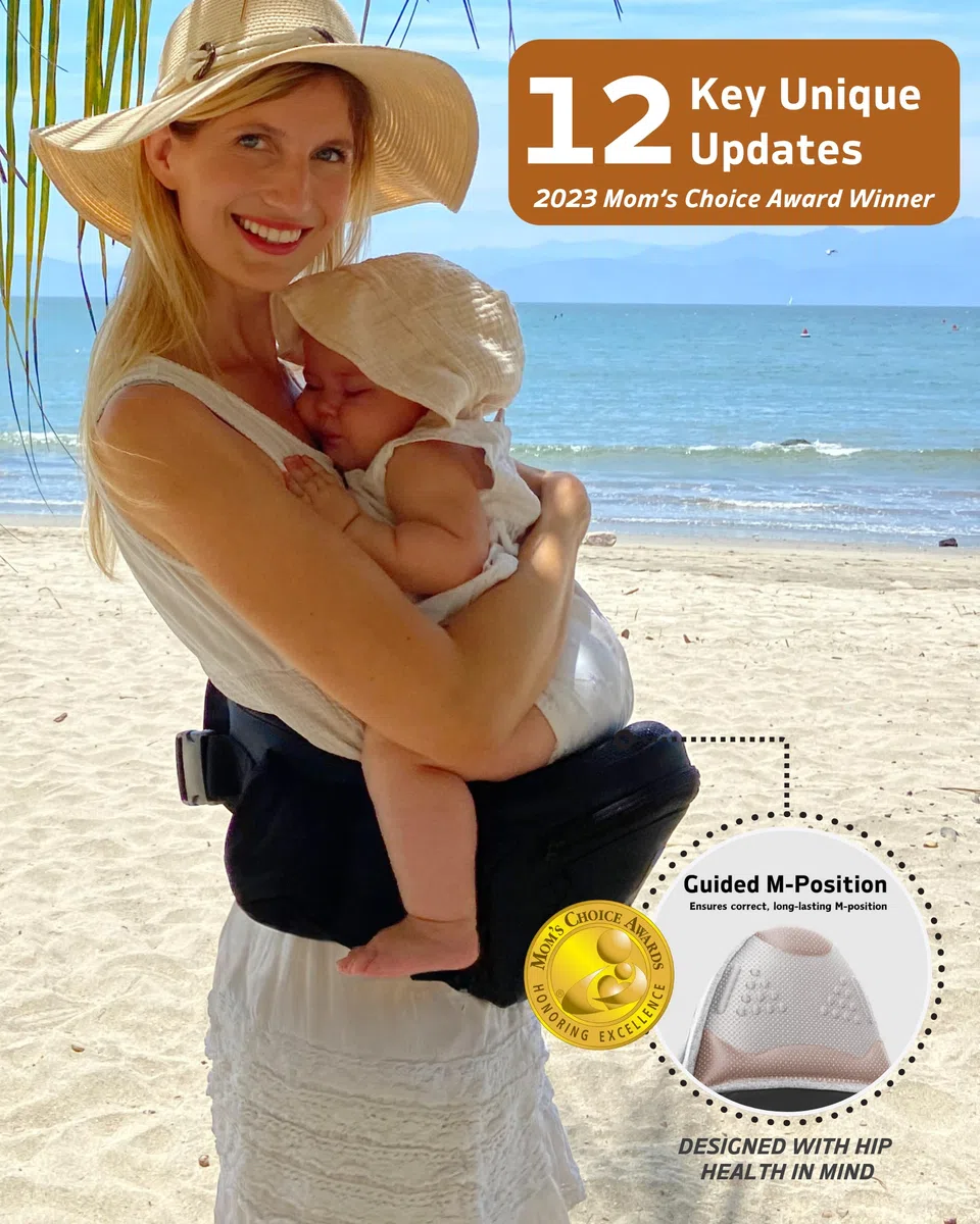 Porte-bébé avec siège hanche pour 0-36 mois (3-35 kg), 6 façons de porter, Noir