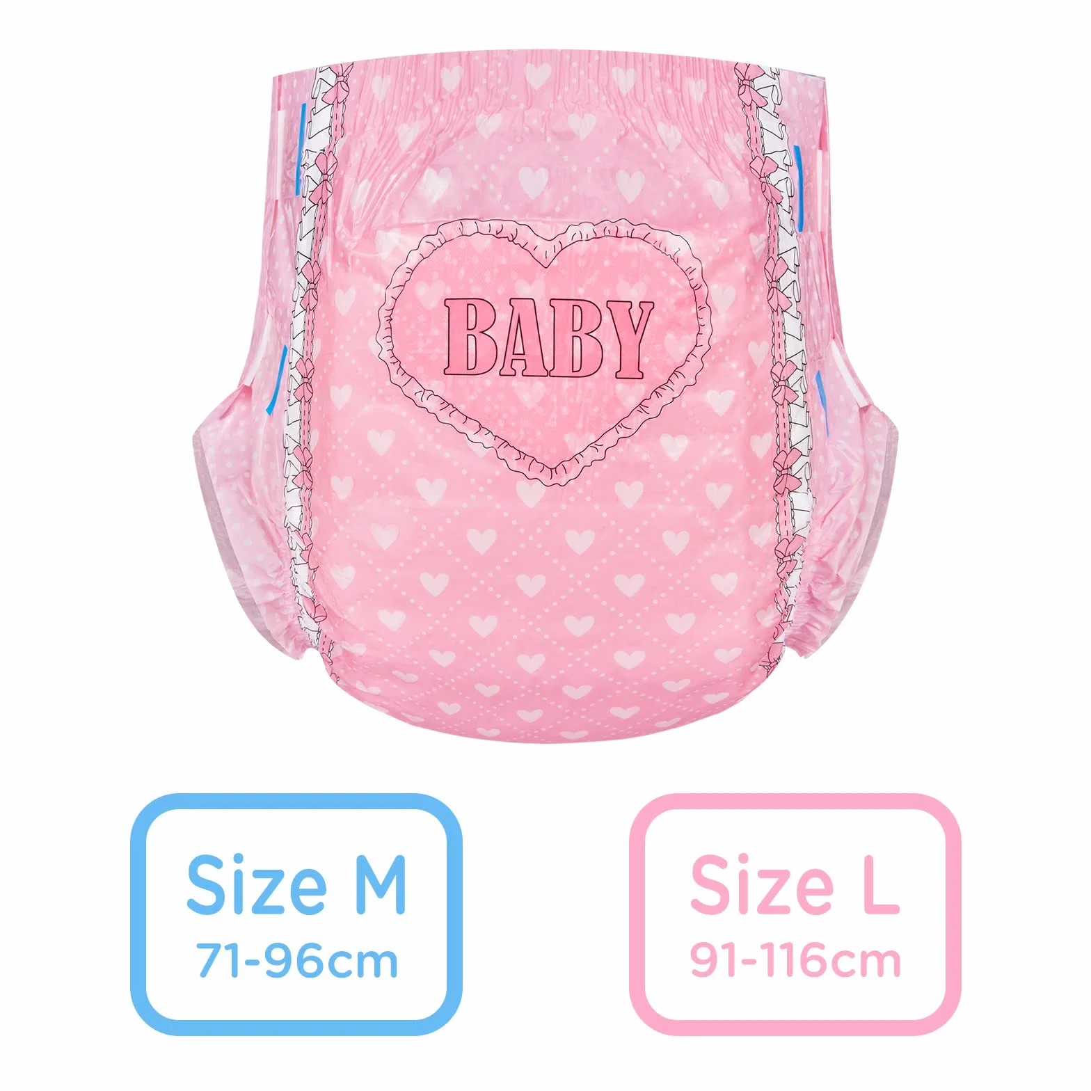 LittleForBig 5500-5800 ml Couche Adulte Imprimée 10 Pièces Blushing Baby (L)