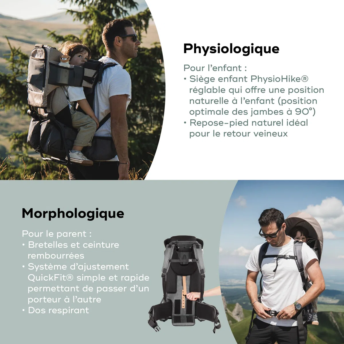 Babymoov Porte-bébé randonnée Moov&Hike + - Sac à Dos Confortable & Réglable - Siège Ajustable - Housse de Pluie, Sac à Langer 10L Inclus - Confort Enfant & Parent - Garanti à Vie