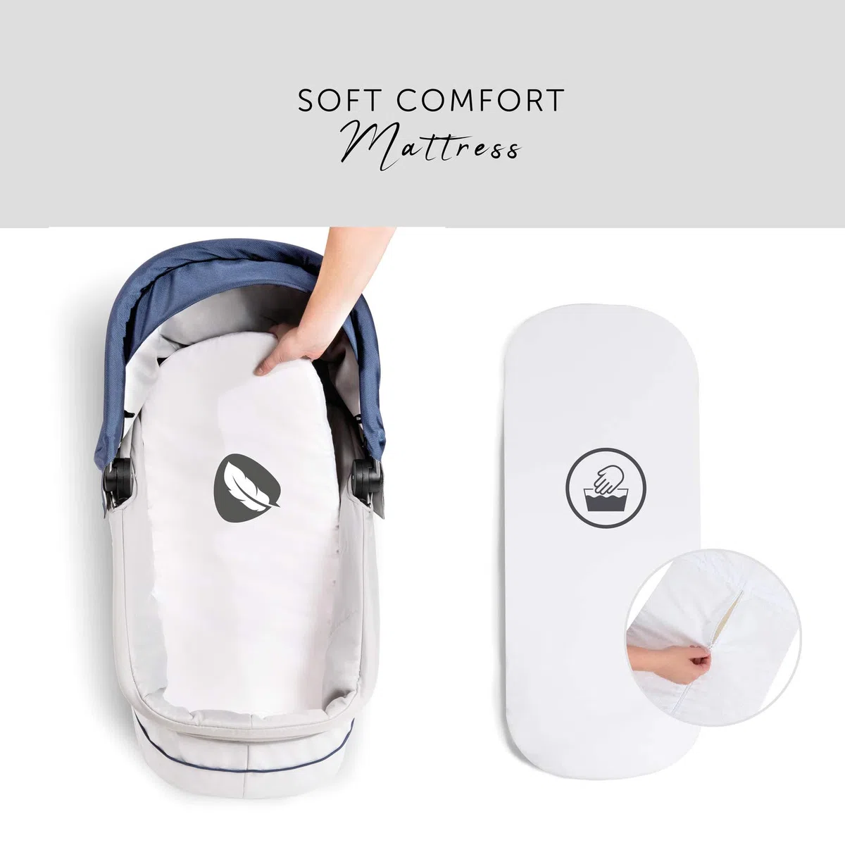 Hauck Nacelle Poussette Combinée Saturn R Mars 9 kg Matelas Doux Inclus Capote Pare-Soleil Bleu