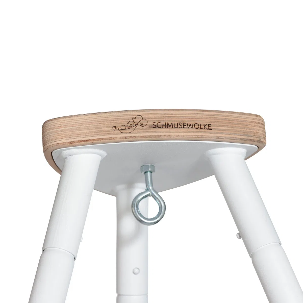 SCHMUSEWOLKE Berceau à ressorts Gris – Ensemble avec cadre en tipi blanc – Hamac pour bébés et tout-petits de la naissance à 3 ans – Coton bio – Avec matelas en laine de mouton