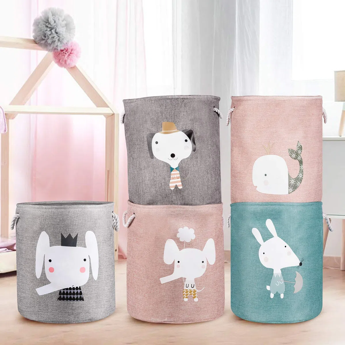 Grand Panier à Linge Repliable de 55cm, Paniers de Rangement pour les Enfants, Vêtements, Décoration de la Chambre. Jolis Paniers à Linge Animaux Étanches à la Poussière pour le Lavage