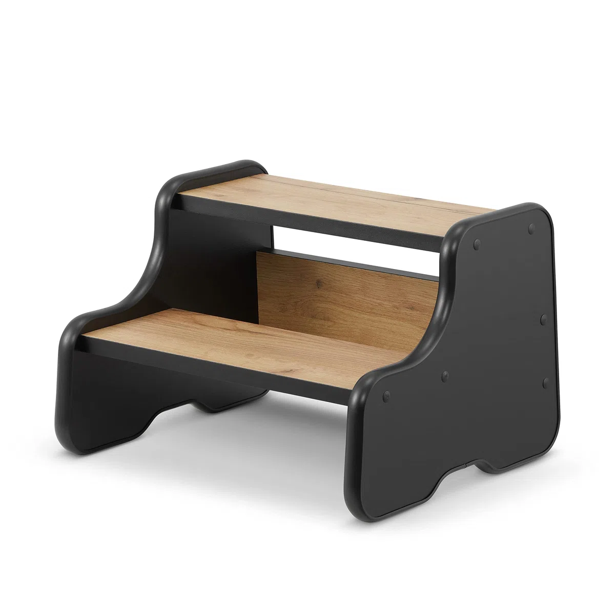 Marchepied Enfant Bois 2 Marches Noir Chêne Tabouret Salle de Bain Cuisine Chambre 2 Ans