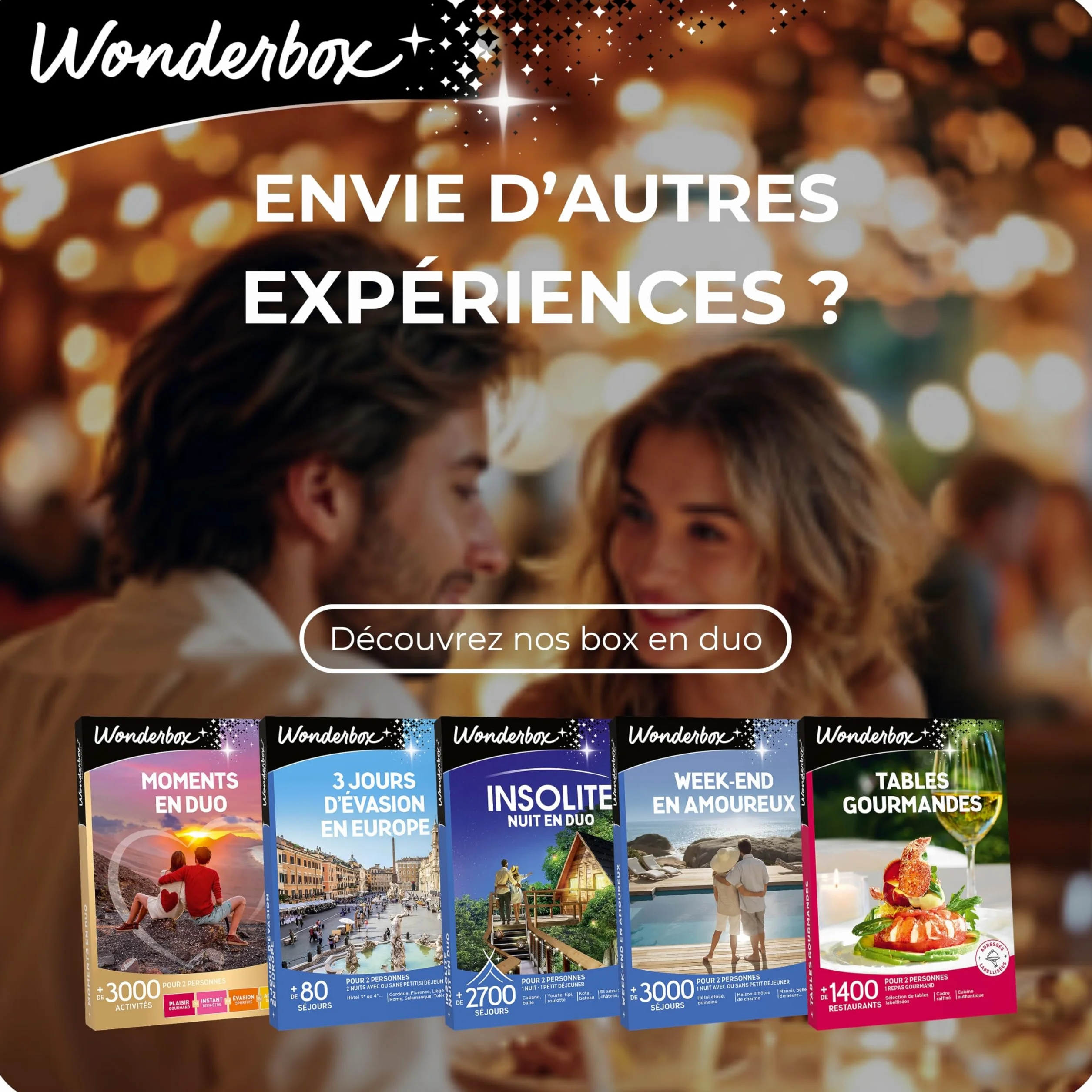 Wonderbox Coffret Cadeau Evasion en Duo 6300 Séjours Romantiques