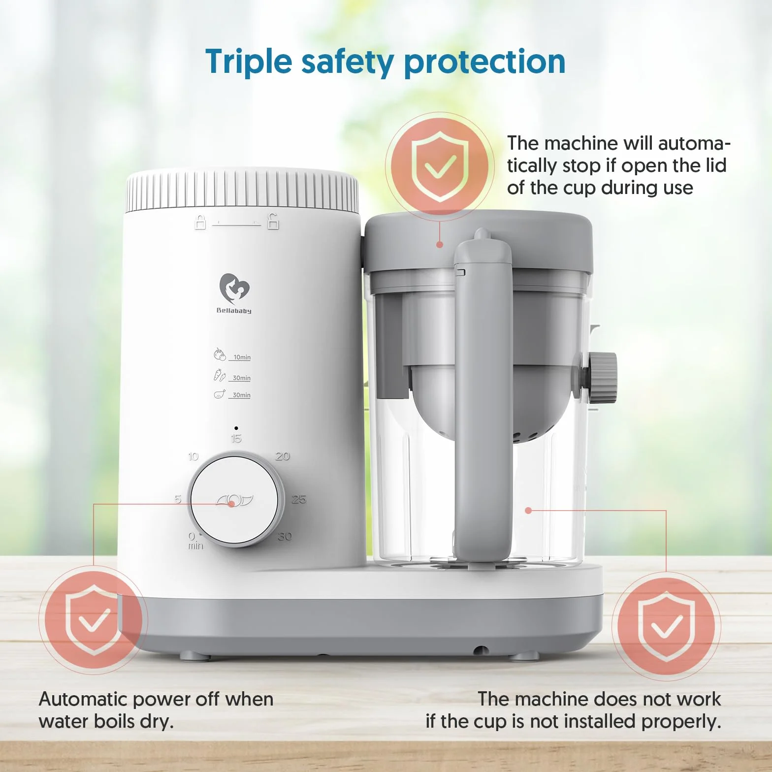 Robot Cuiseur Mixeur Bébé, Cuiseur Vapeur Bebe avec Panier à Vapeur Réversible, Opération Facile à un Bouton et Grande Ouverture pour un Nettoyage Facile Baby Food Precessor
