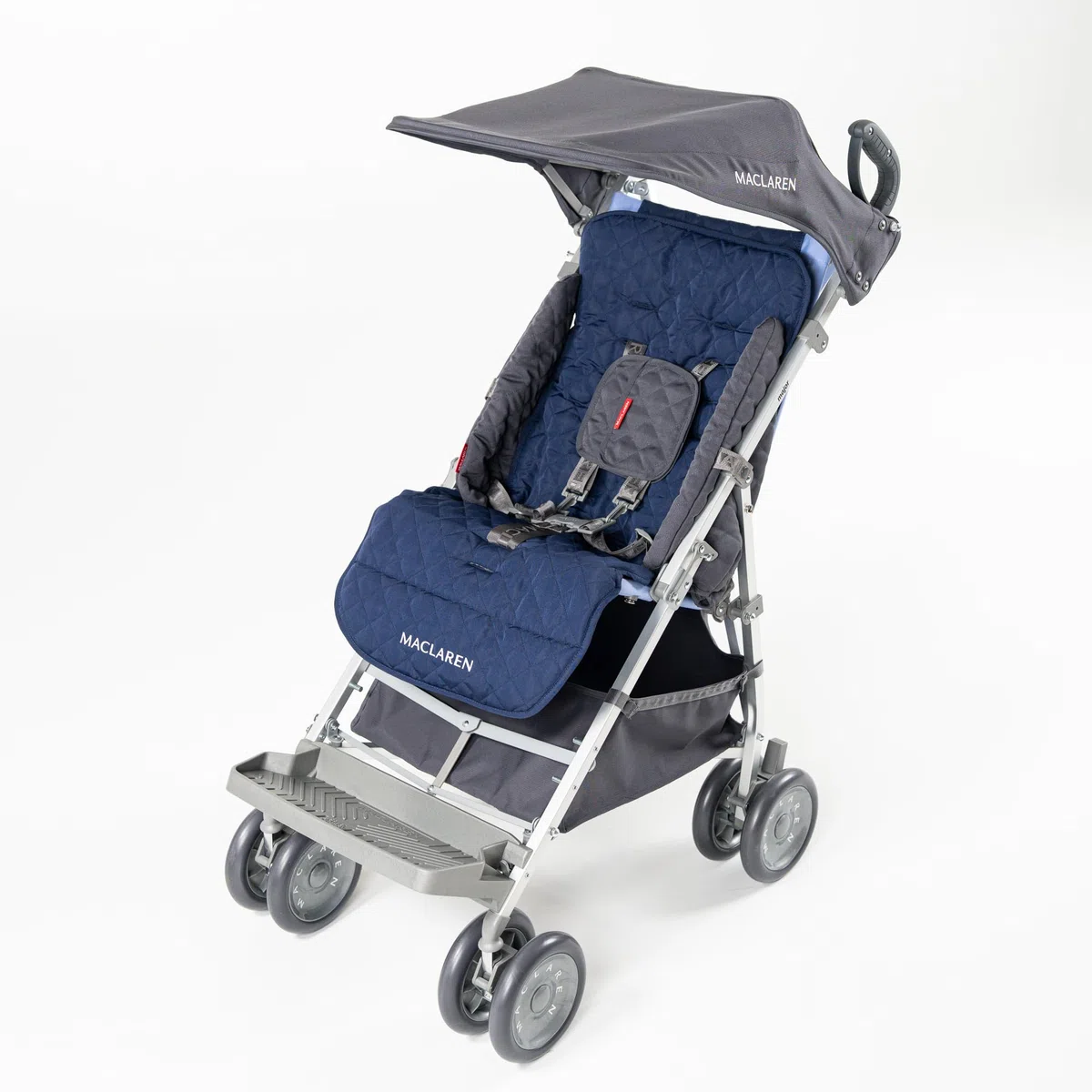 Poussette Maclaren Major Elite pour personnes en situation de handicap avec ensemble d’accessoires * Poussette pour enfants à besoins spécifiques jusqu’à 50 kg * Pliage type parapluie * (Bleu marine)