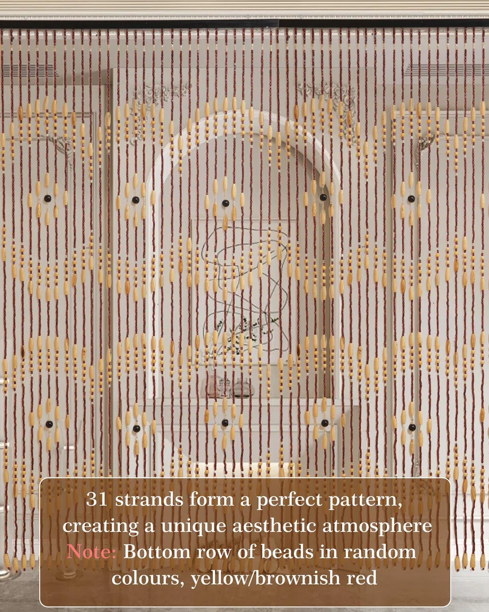 Rideau de porte en perles de bambou 90 x 180 cm 31 brins décoration séparation pièce